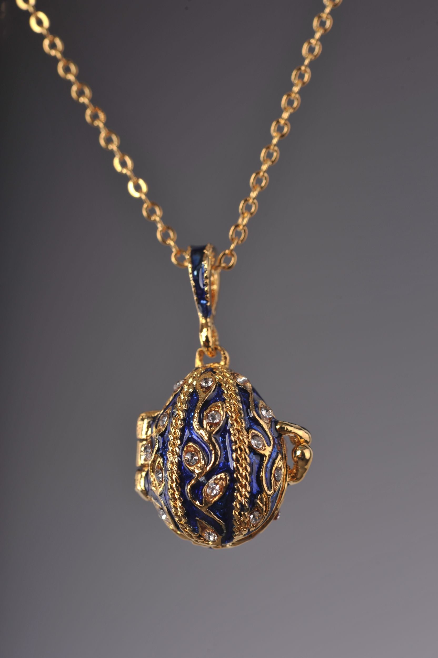 Keren Kopal Blue Faberge Easter Egg Necklace