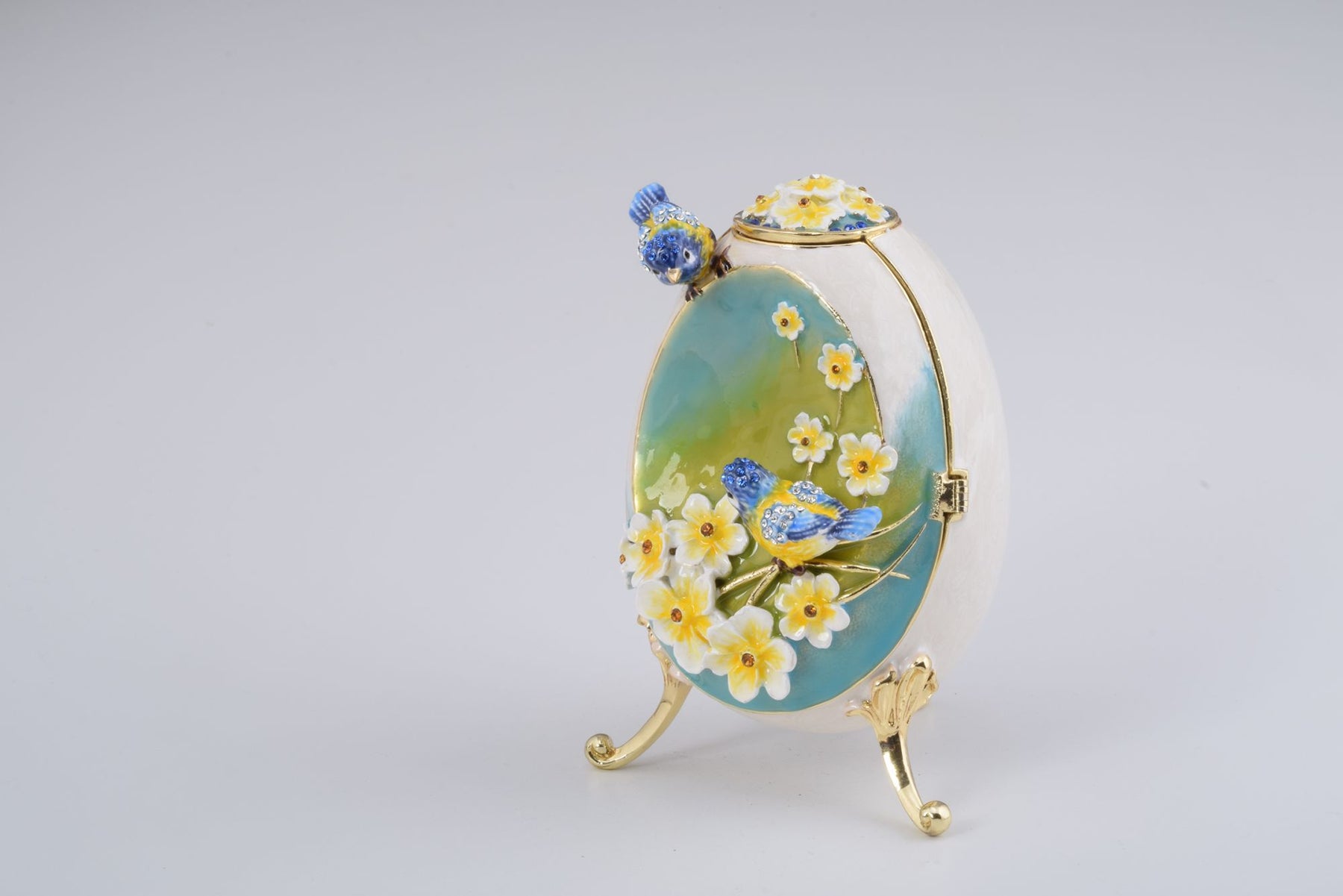 Keren Kopal Birds and Flowers White Faberge Egg
