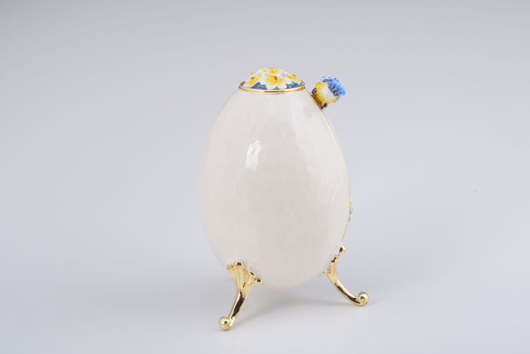 Keren Kopal Birds and Flowers White Faberge Egg
