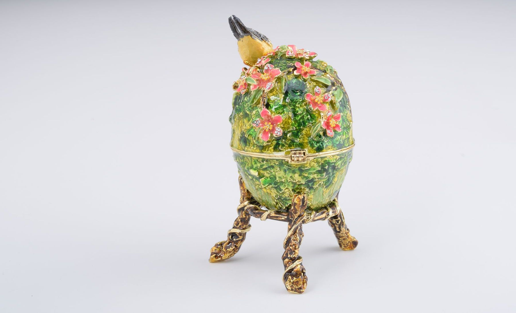 Keren Kopal Bird Nest Faberge Style Egg with a Perl on Top