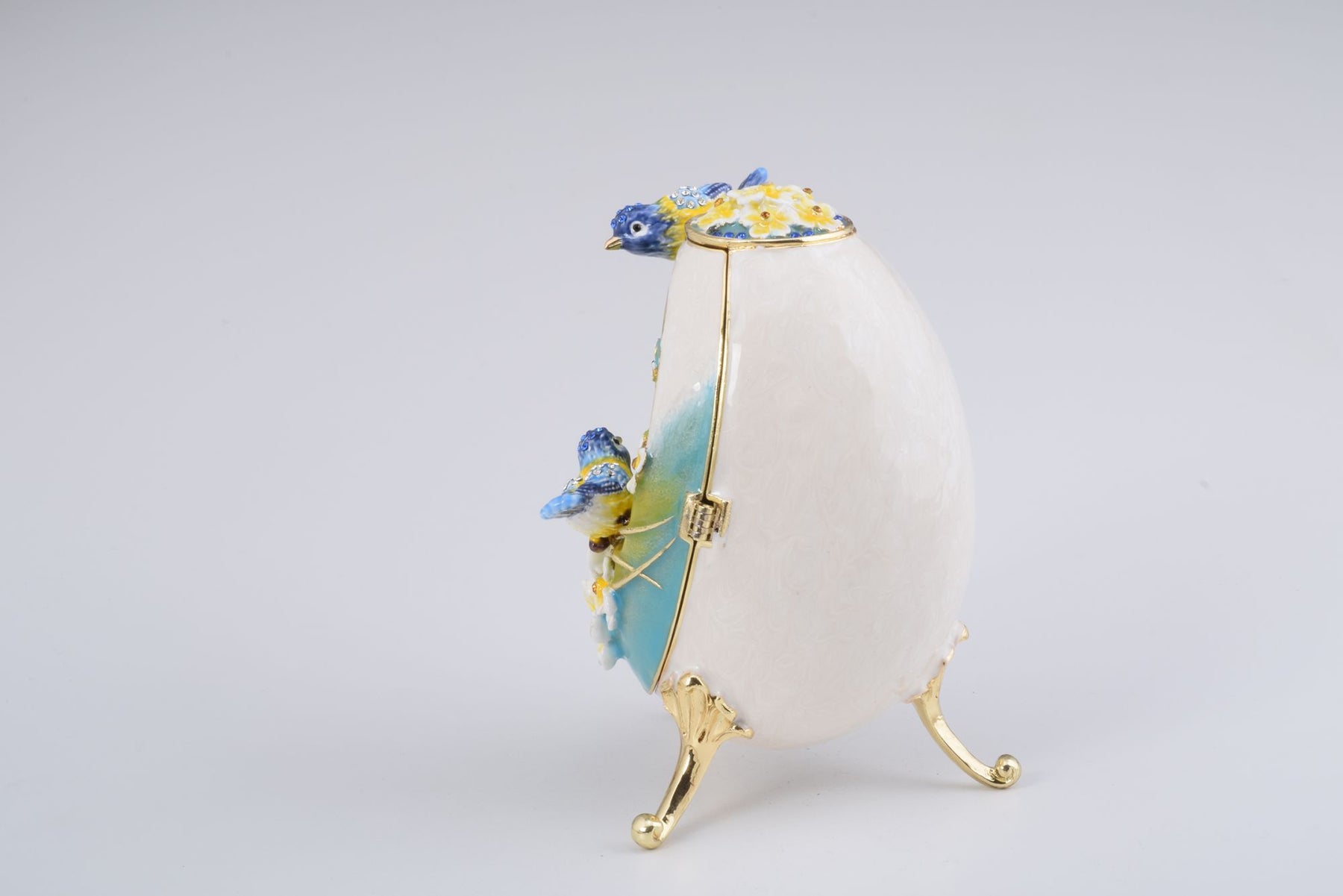 Keren Kopal Birds and Flowers White Faberge Egg