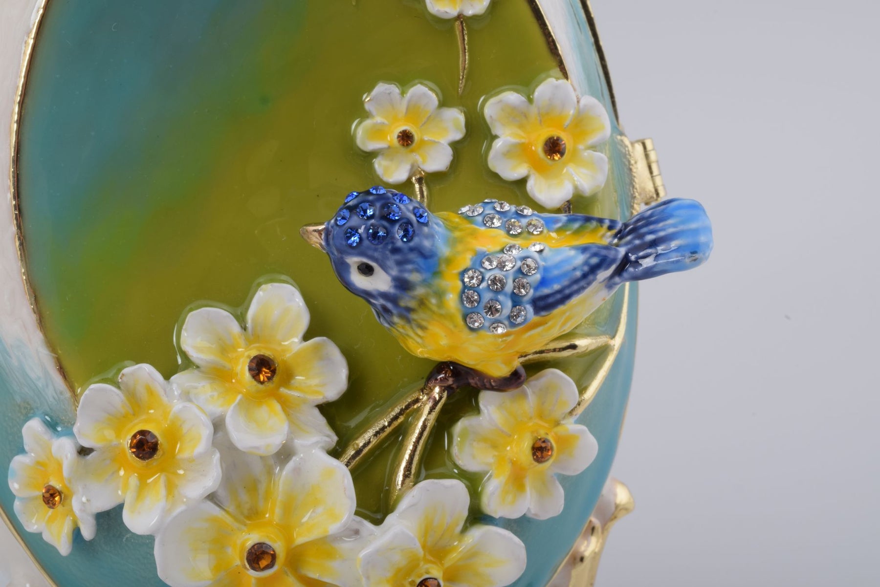 Keren Kopal Birds and Flowers White Faberge Egg
