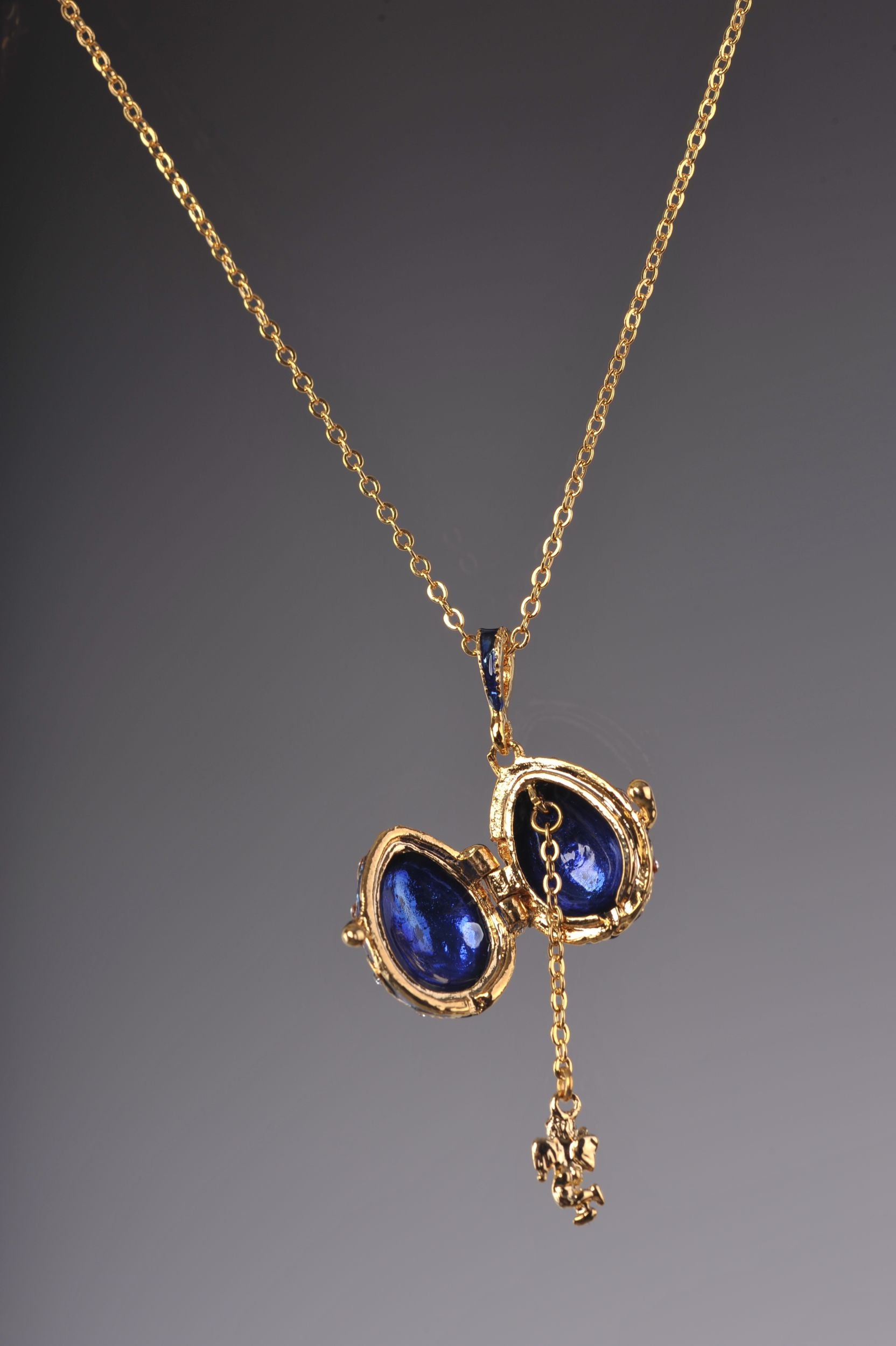 Keren Kopal Blue Faberge Easter Egg Necklace