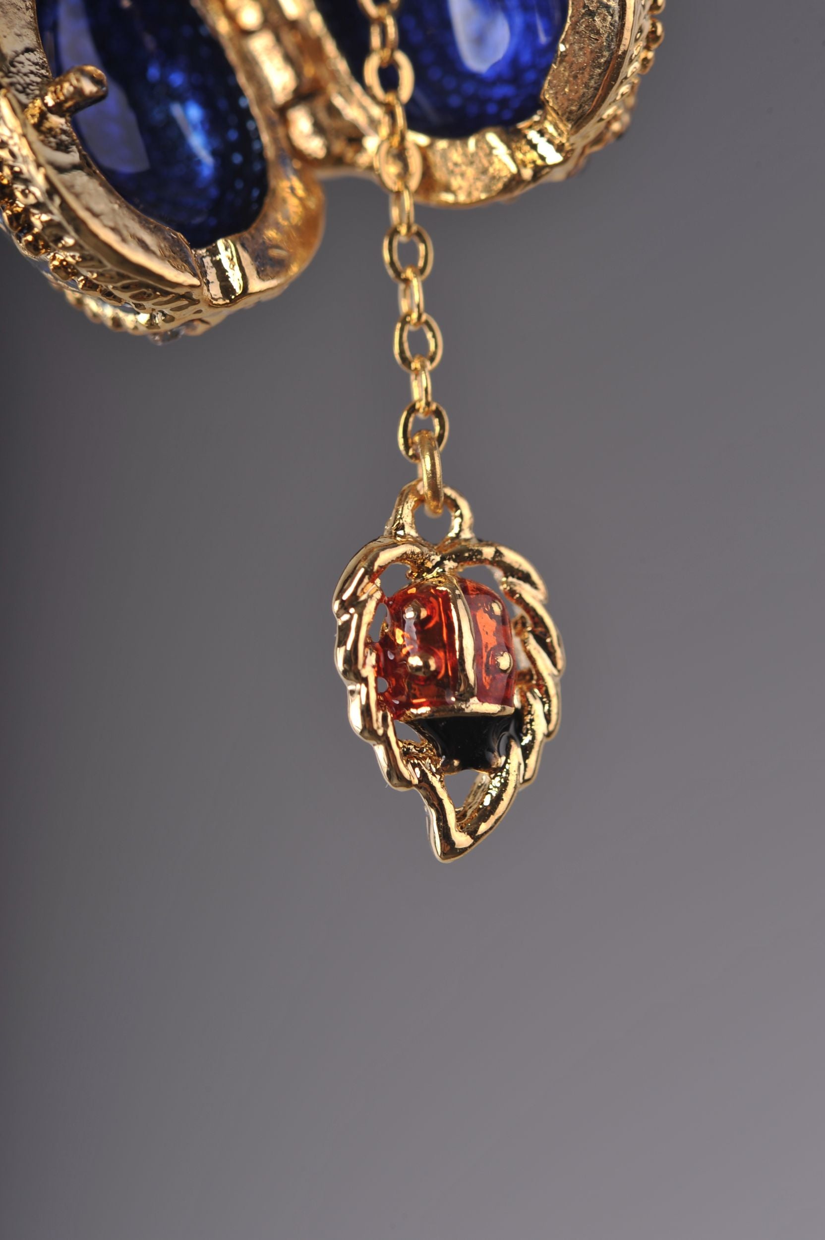 Keren Kopal Blue Egg Pendant with a Beetle