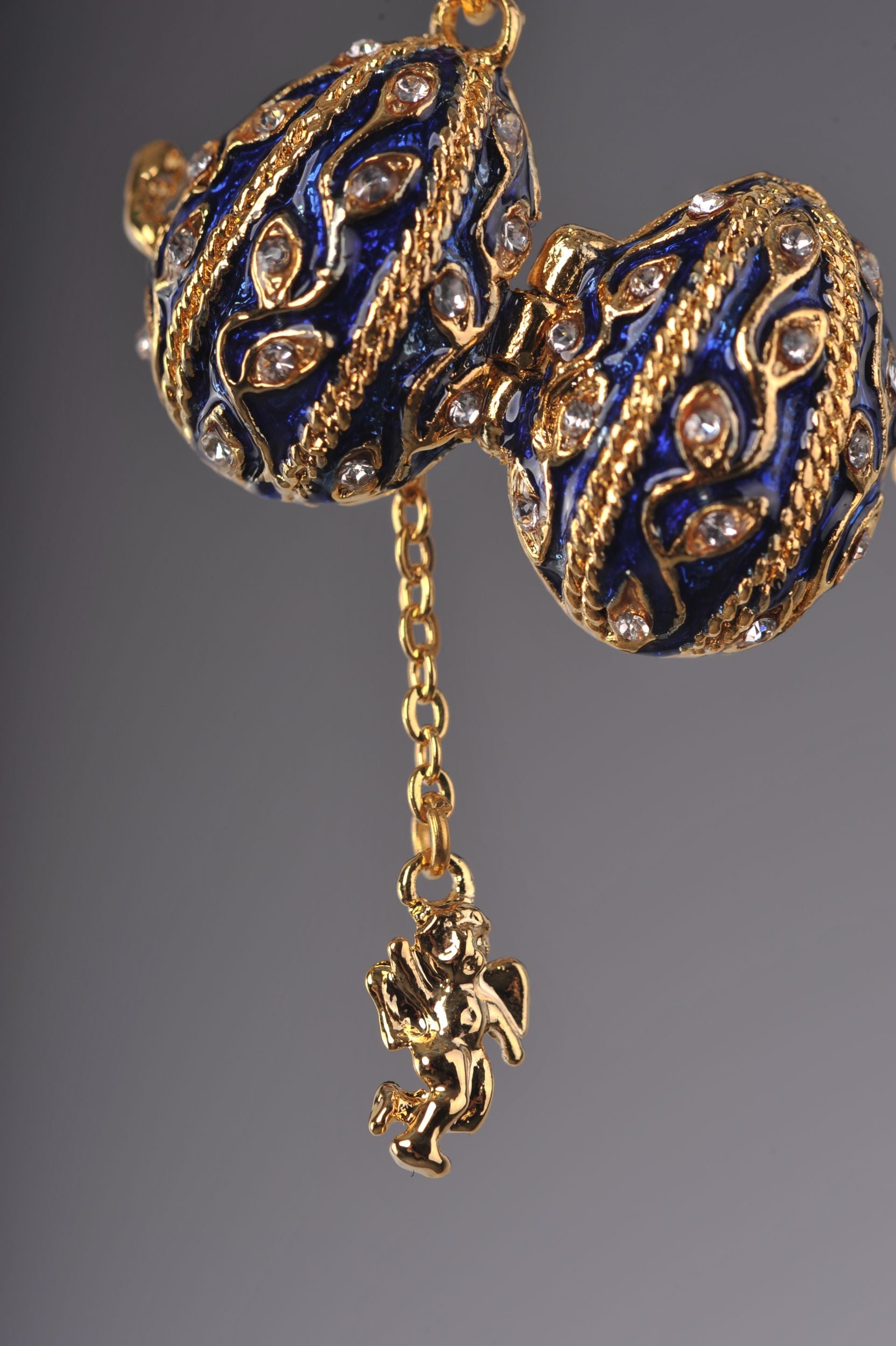Keren Kopal Blue Faberge Easter Egg Necklace