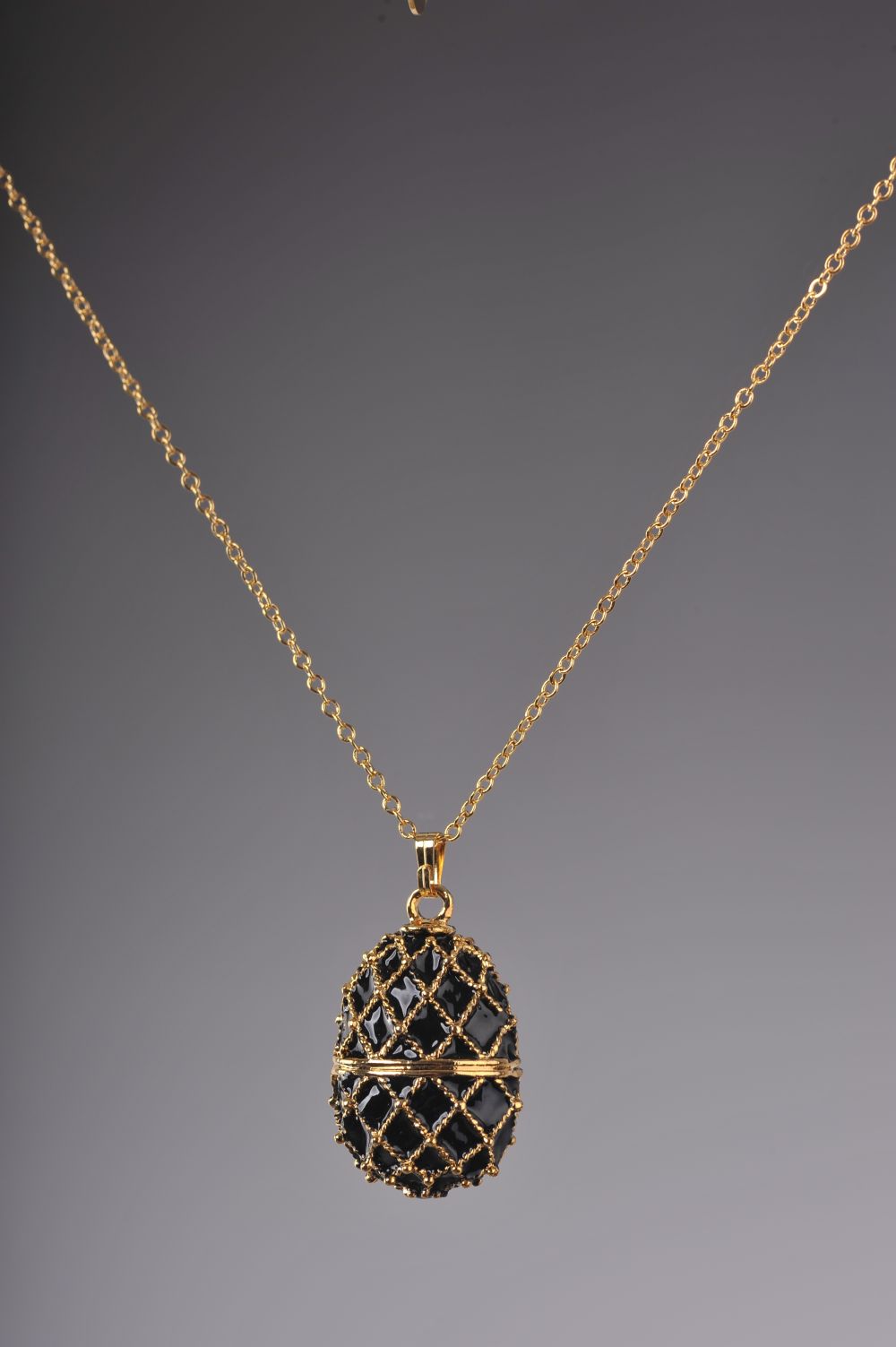 Keren Kopal Black Egg Pendant Locket Necklace