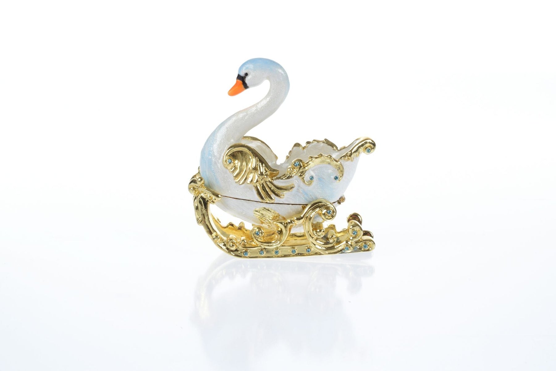 Keren Kopal Swan on golden sled Trinket Box