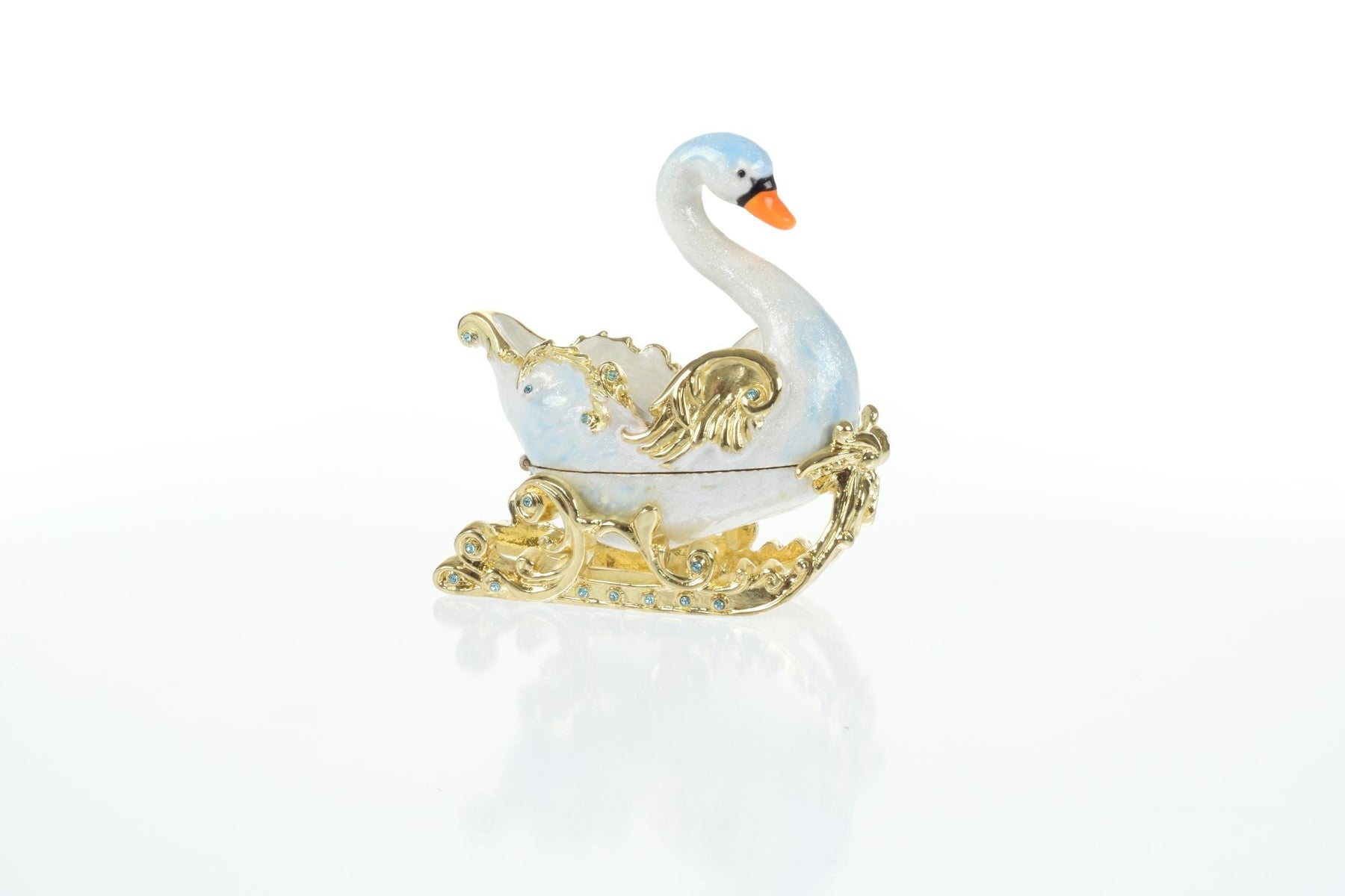 Keren Kopal Swan on golden sled Trinket Box