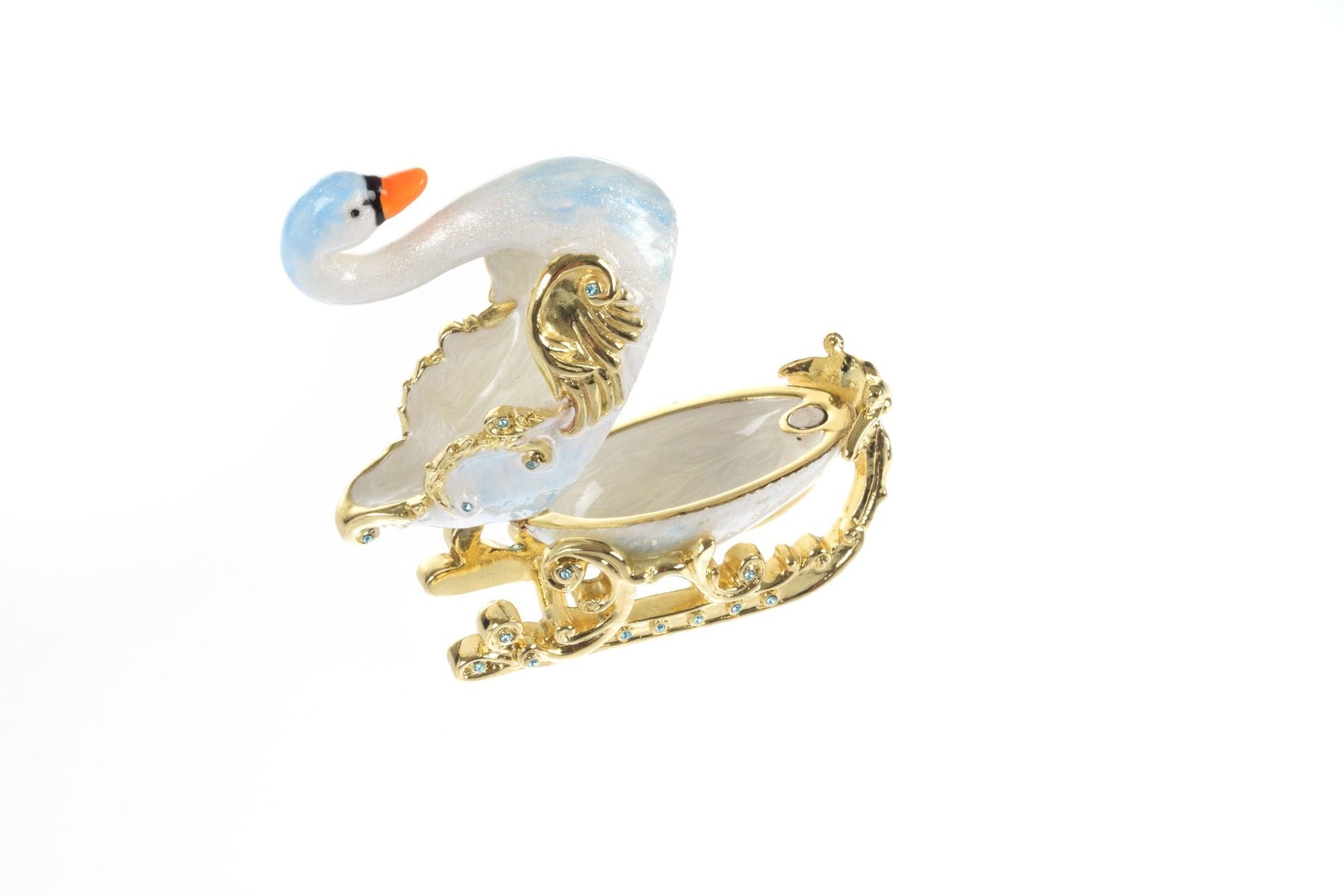 Keren Kopal Swan on golden sled Trinket Box