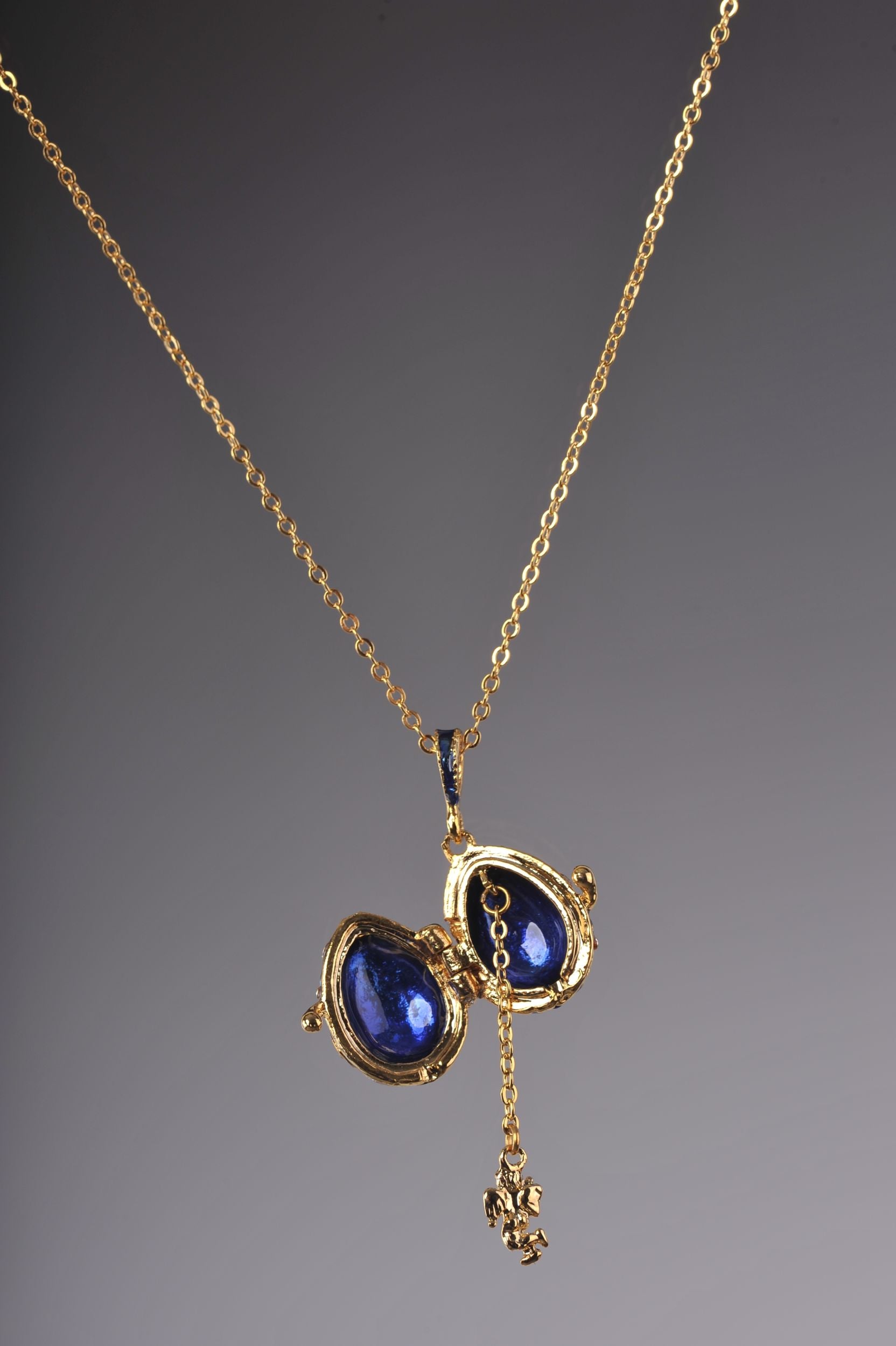 Keren Kopal Blue Faberge Easter Egg Necklace
