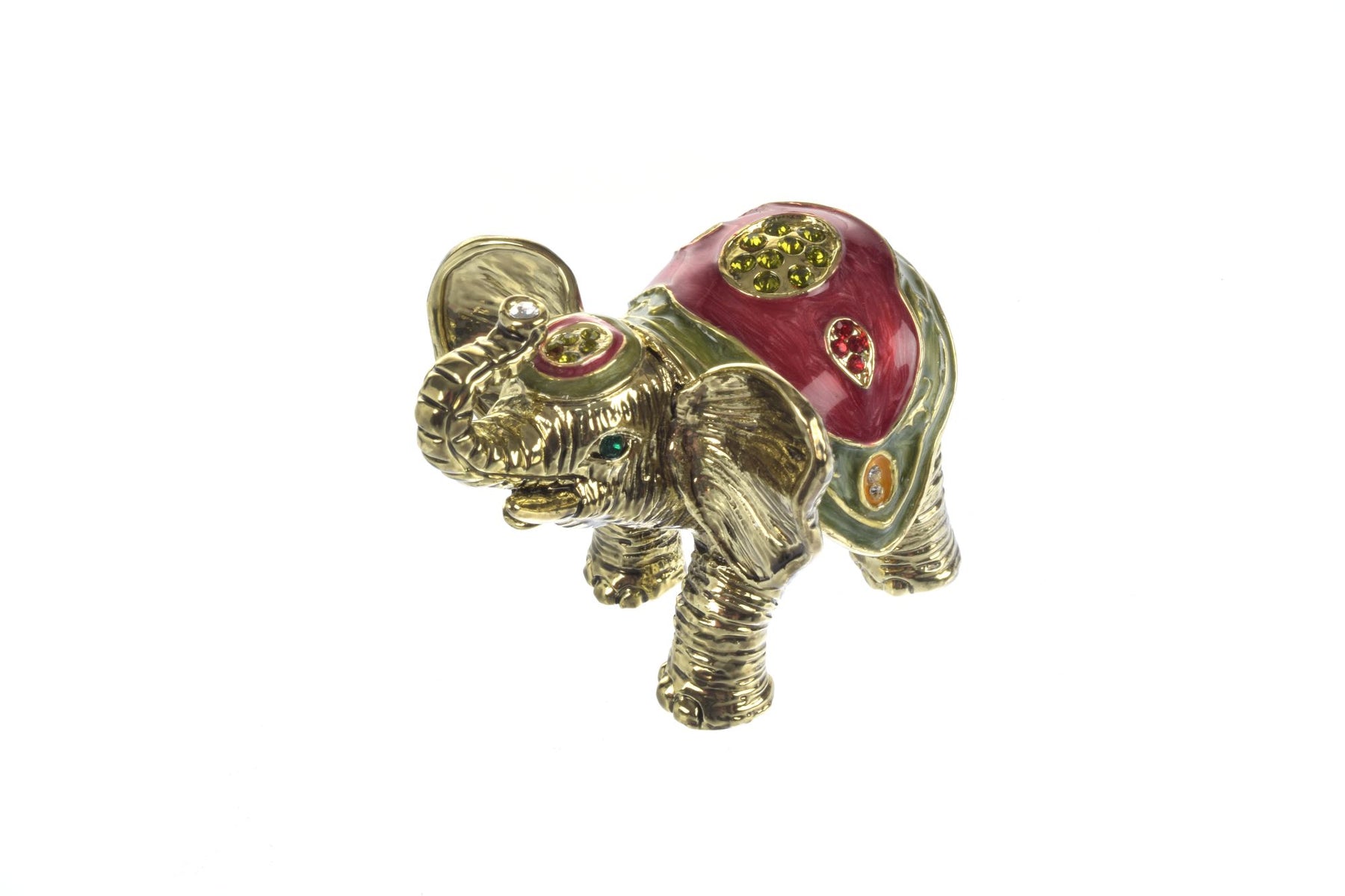 Keren Kopal Gold Elephant Trinket Box Decorated with Swarovski Crystals