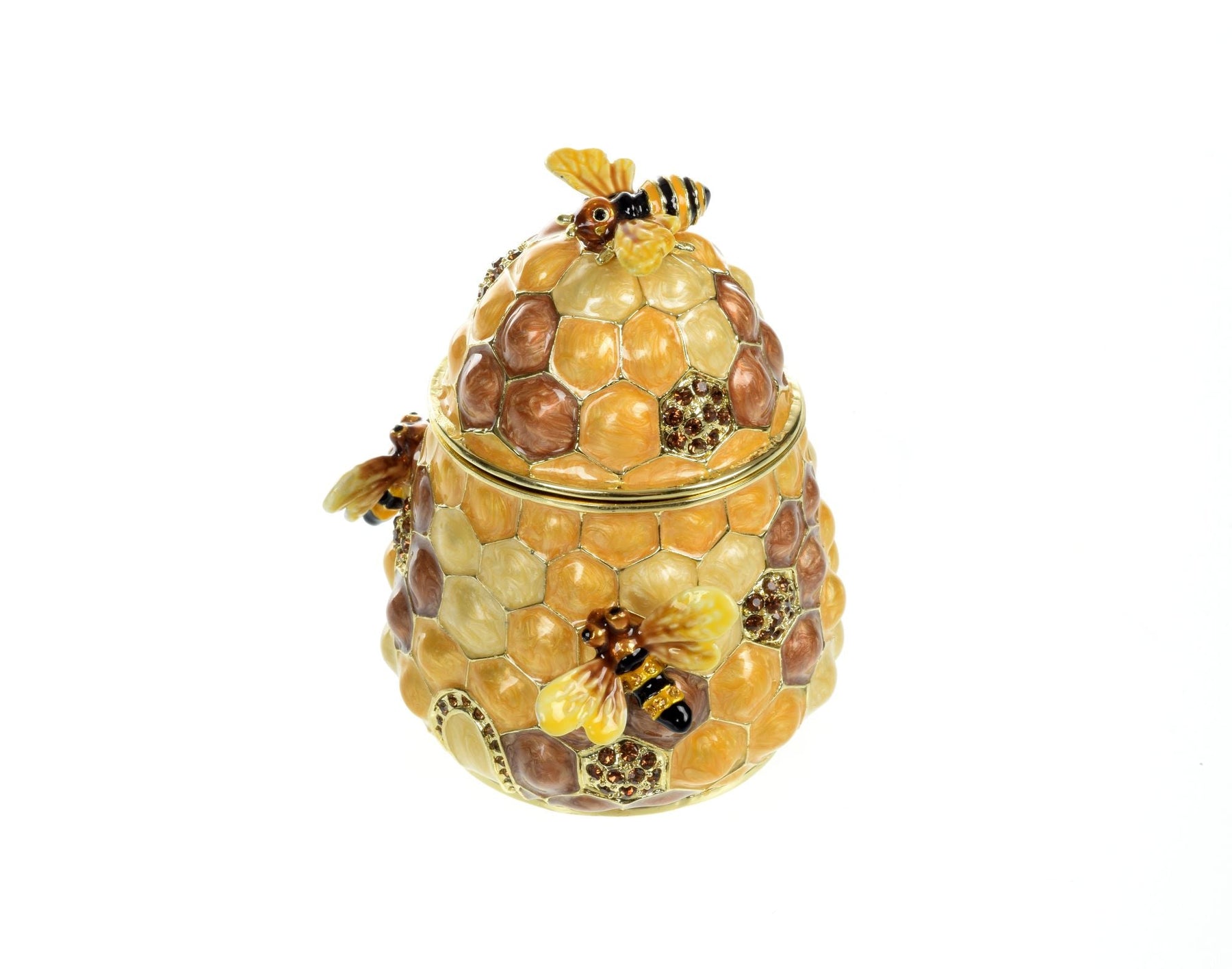 Keren Kopal Honey Beehive with bees Trinket Box golden