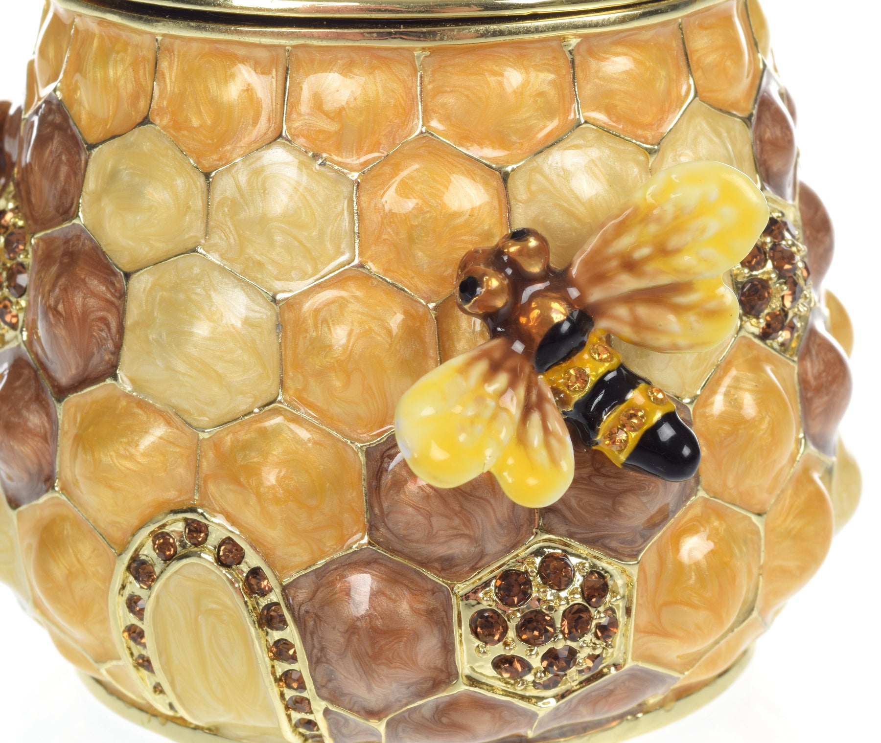 Keren Kopal Honey Beehive with bees Trinket Box golden