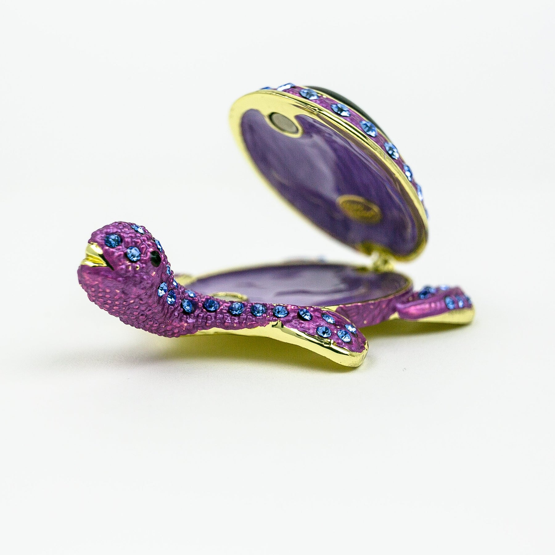 Keren Kopal Violet Turtle Decorated with Blue Crystals