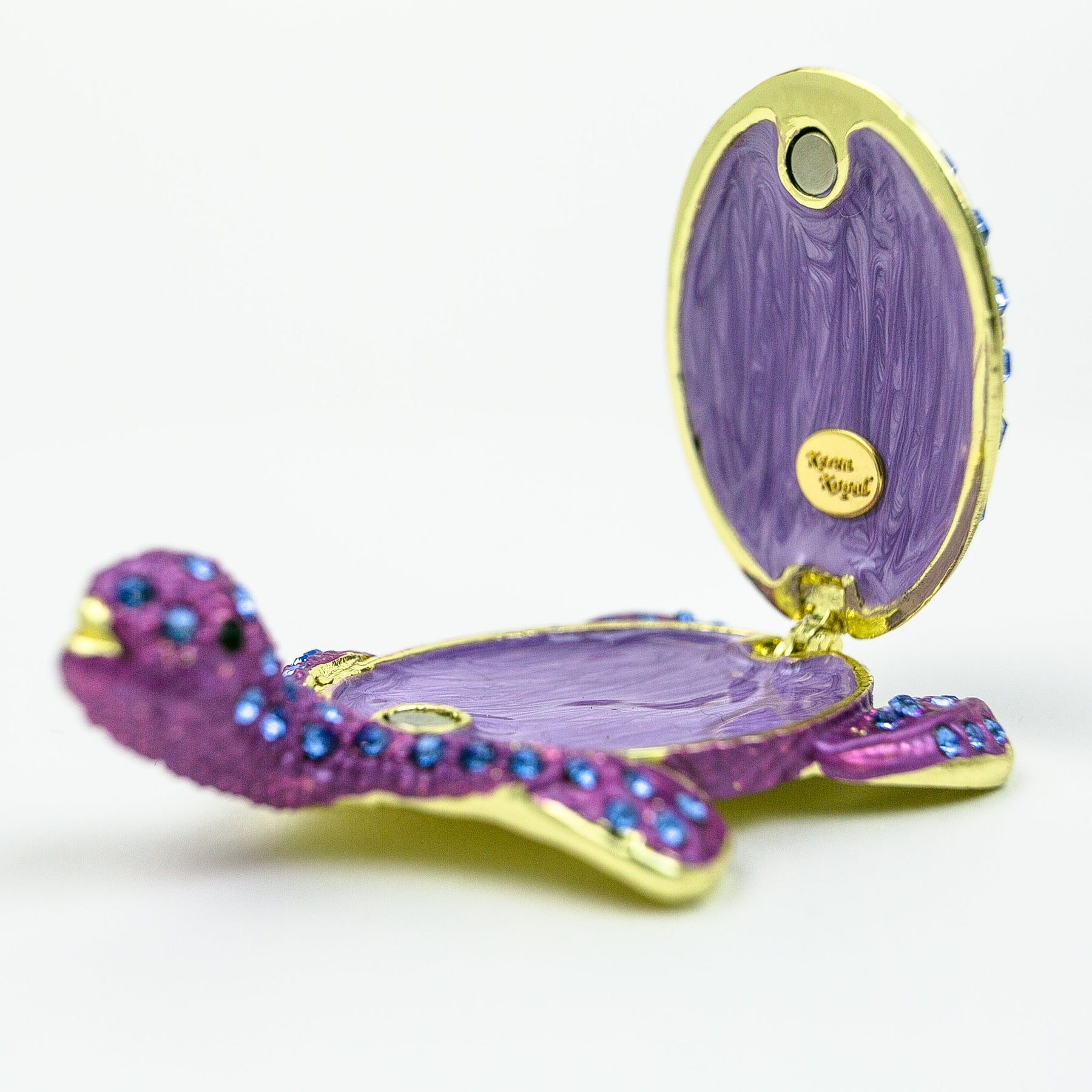 Keren Kopal Violet Turtle Decorated with Blue Crystals