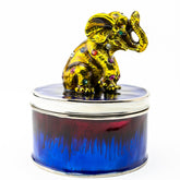 Keren Kopal Gold Elephant on Blue Trinket Box
