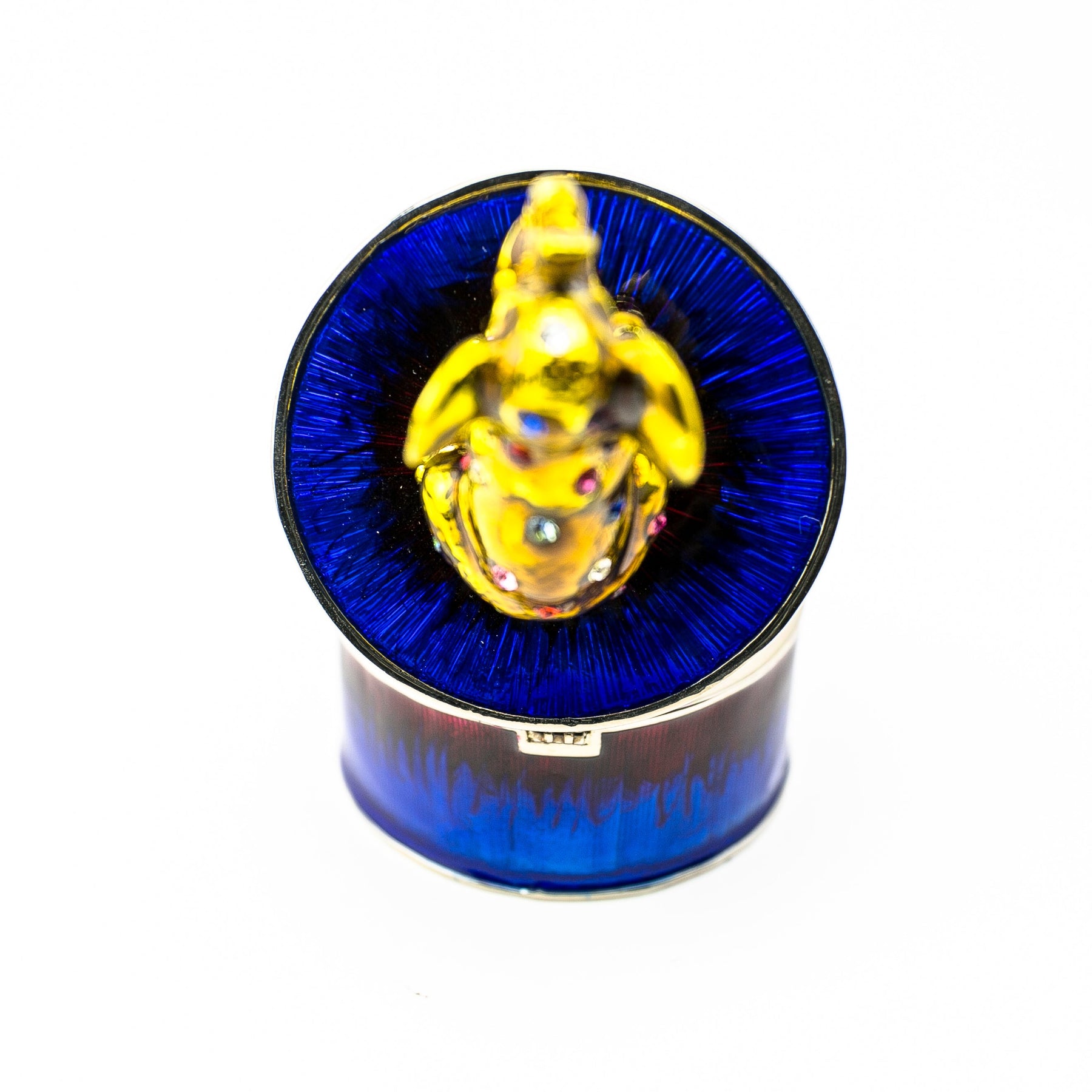 Keren Kopal Gold Elephant on Blue Trinket Box