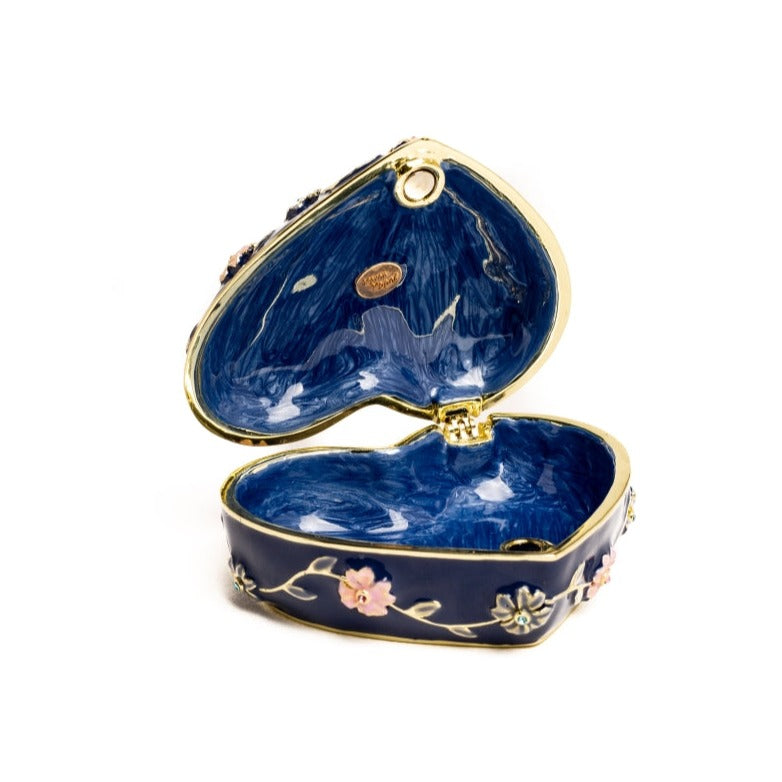 Keren Kopal Blue Decorative Trinket Box with Flowers