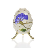 Keren Kopal White with Blue flower Music box Fur Elise by Beethoven Faberge Egg