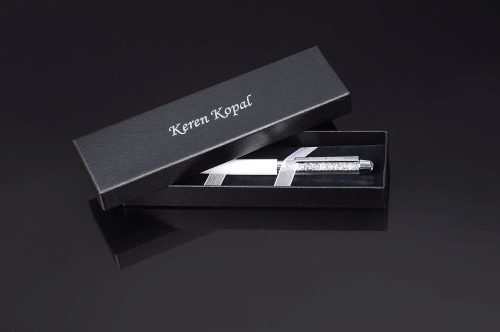 Keren Kopal White Pen with Swarovski Crystals