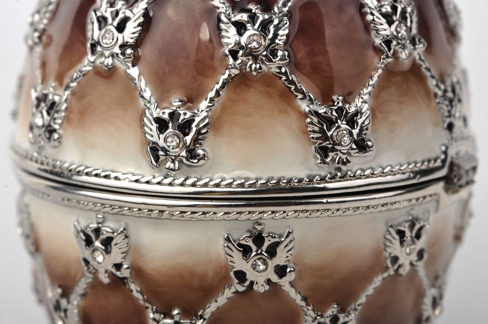 Keren Kopal Brown Faberge Egg with Quartz Clock