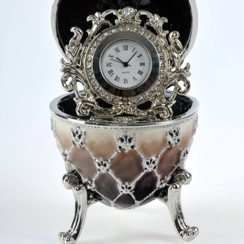 Keren Kopal Brown Faberge Egg with Quartz Clock