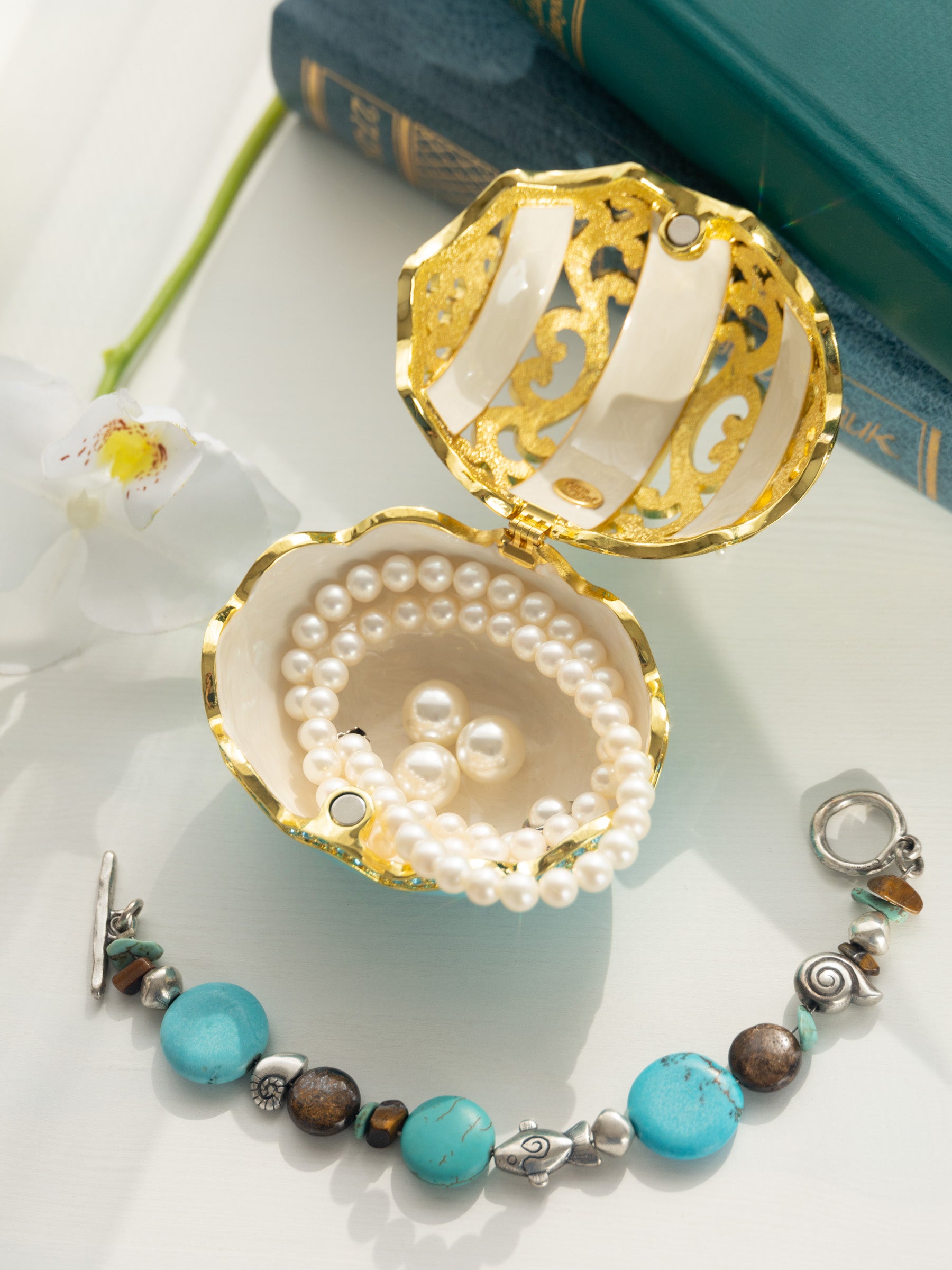 Keren Kopal Turquoise Egg with pearls