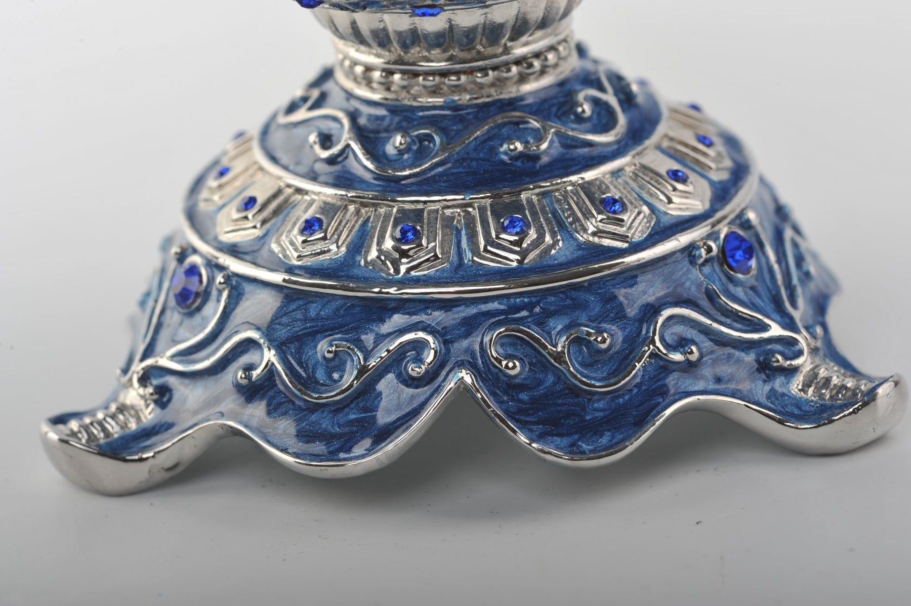 Keren Kopal Blue Faberge Egg with a Green Frogs Inside