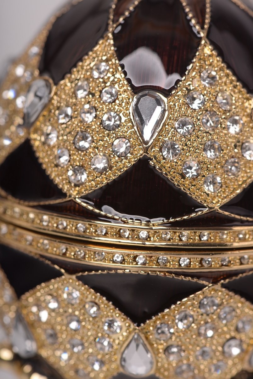 Keren Kopal Brown Faberge Egg with Egg Pendant Inside