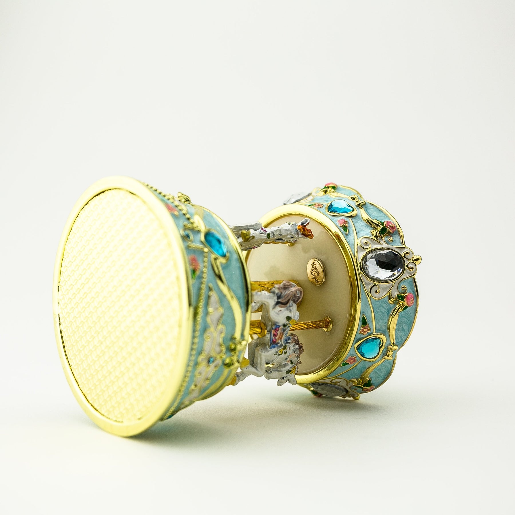 Keren Kopal Blue Wind up Horse Carousel Faberge Egg