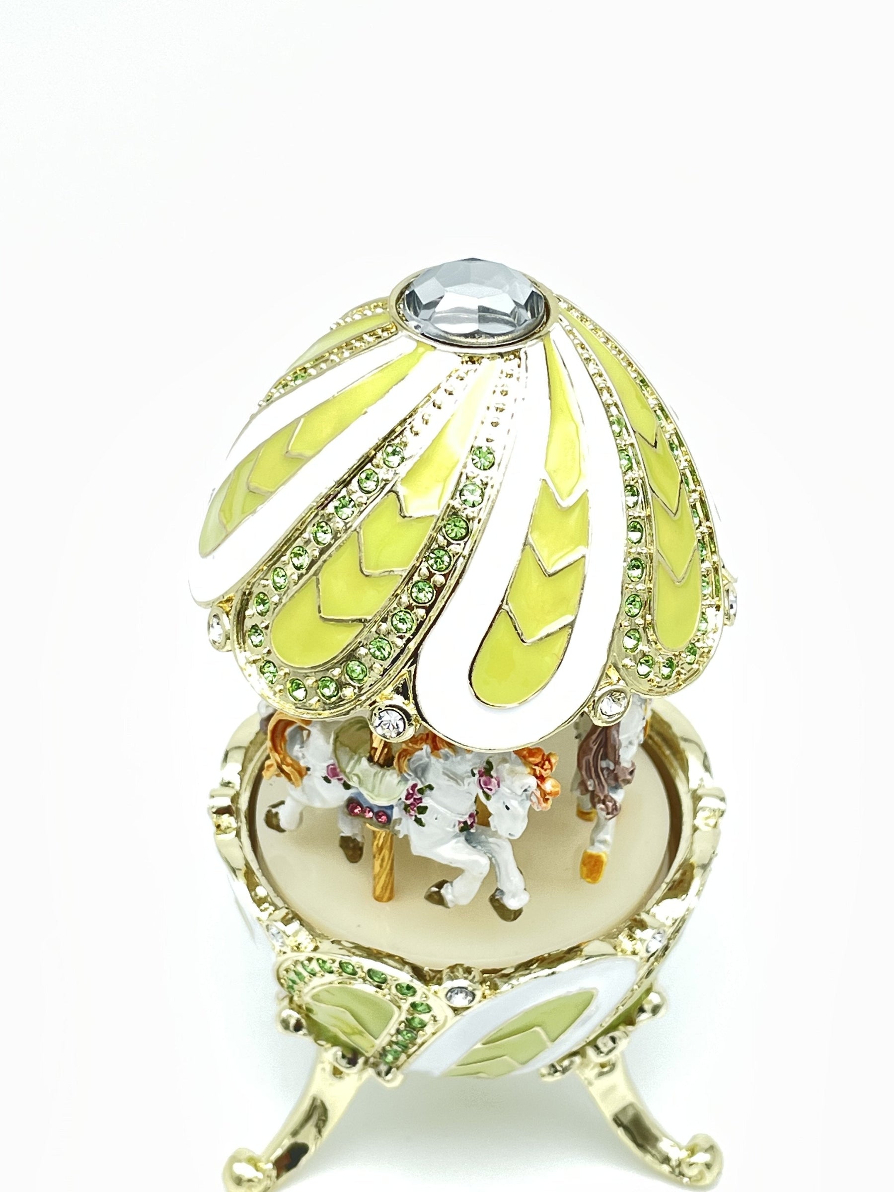 Keren Kopal Green Wind up Musical Carousel Swan lake by Tchaikovsky