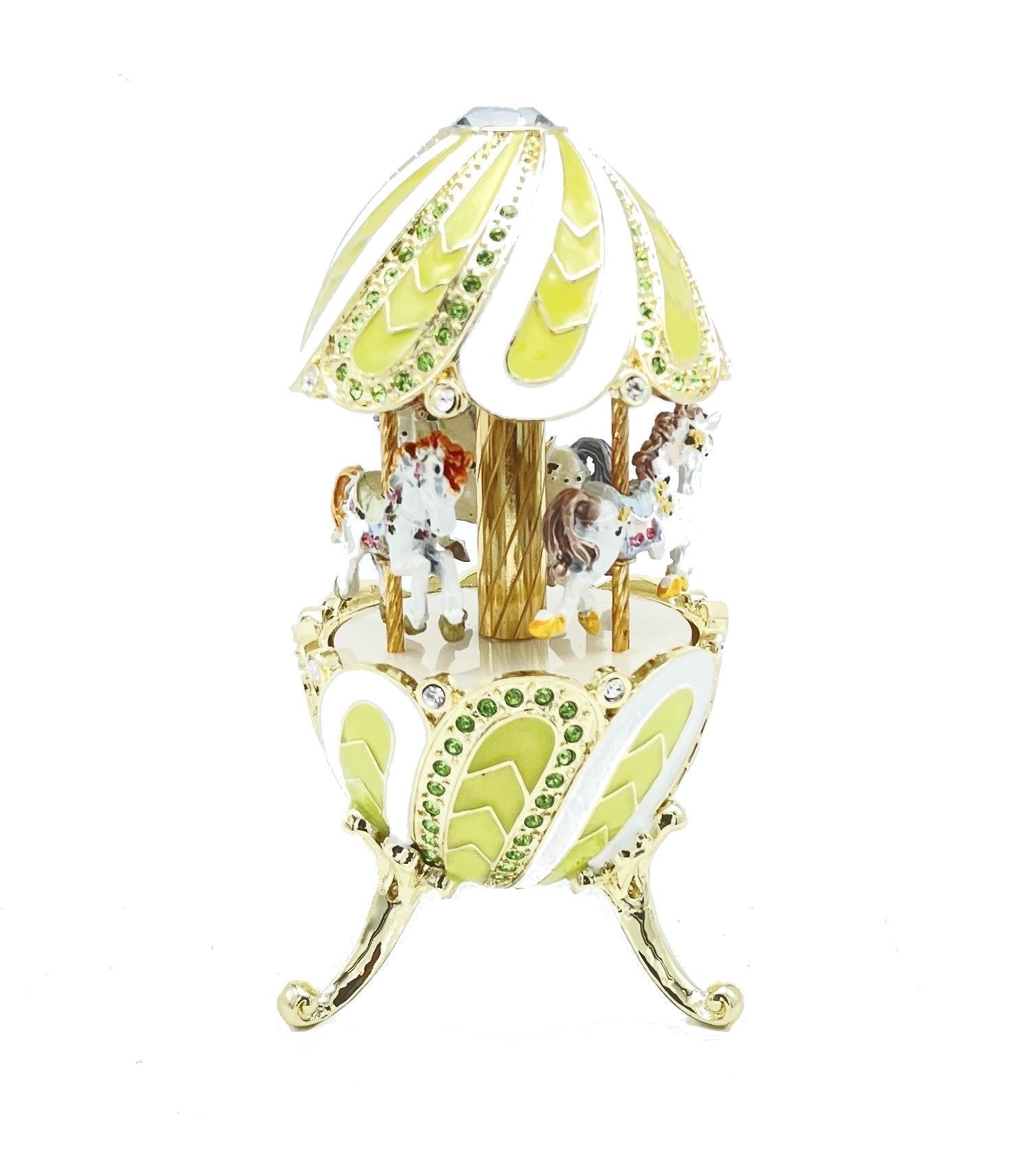 Keren Kopal Green Wind up Musical Carousel Swan lake by Tchaikovsky