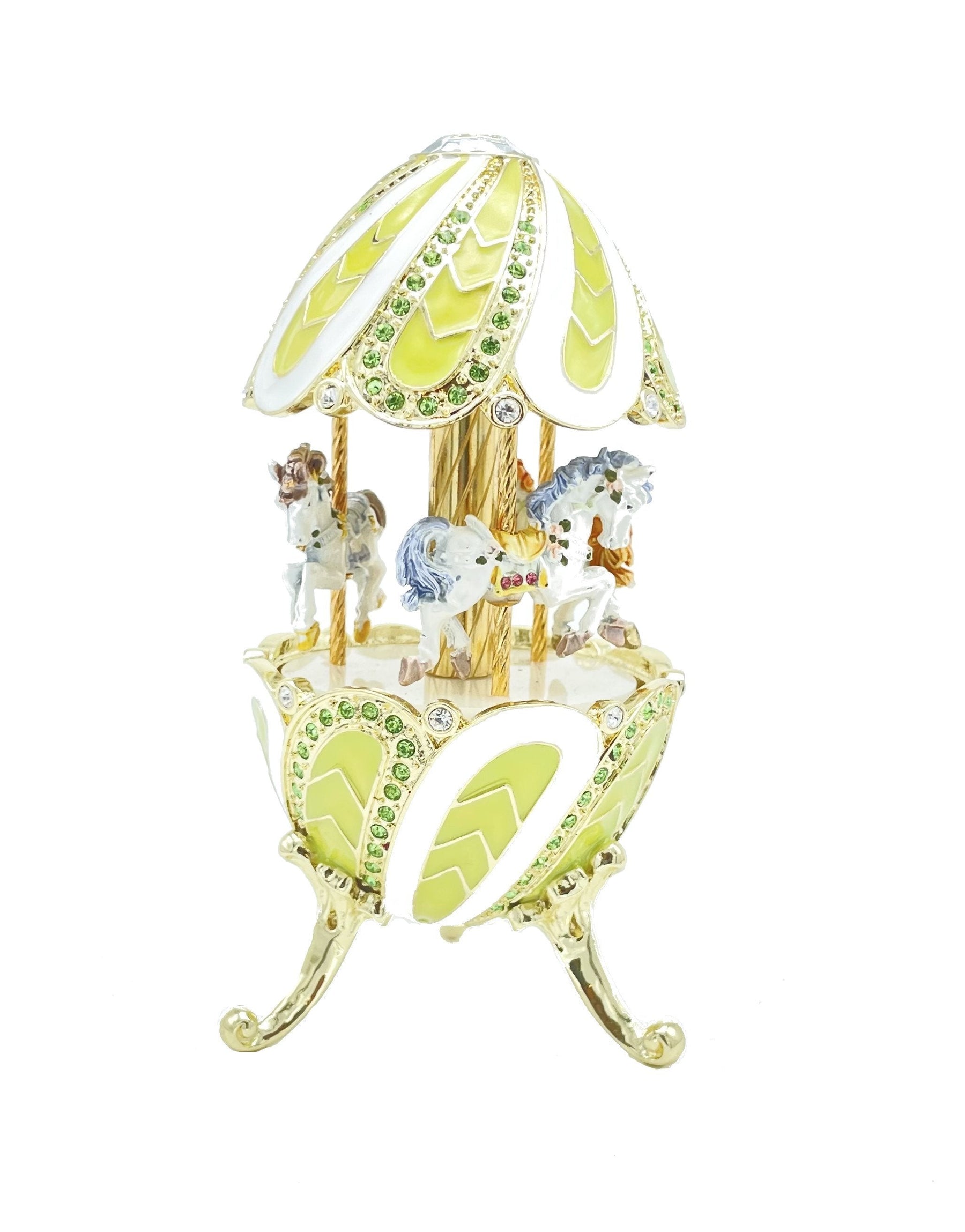 Keren Kopal Green Wind up Musical Carousel Swan lake by Tchaikovsky