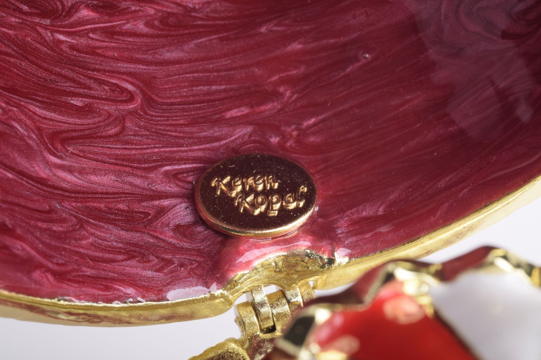 Keren Kopal Red Faberge Egg with Horse Carousel Surprise Inside