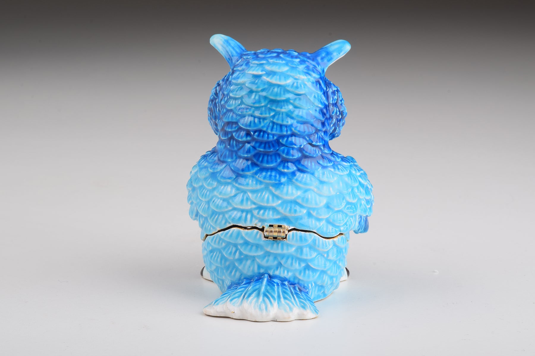 Keren Kopal Blue Owl Playing Trumpet Trinket Box