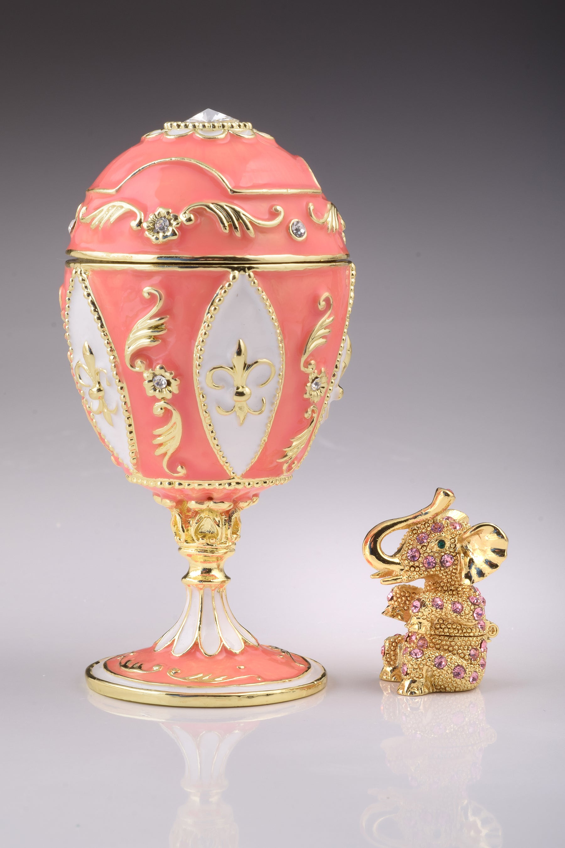 Keren Kopal Pink Faberge Egg with Elephant Inside
