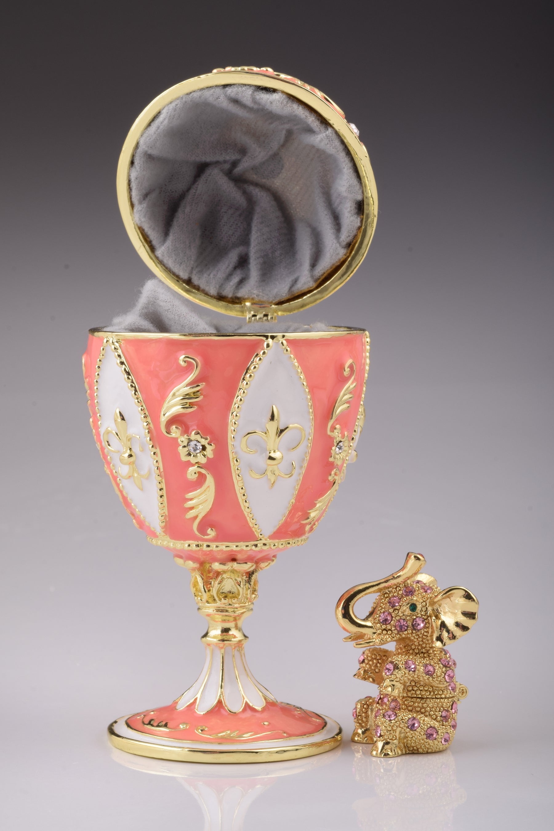 Keren Kopal Pink Faberge Egg with Elephant Inside