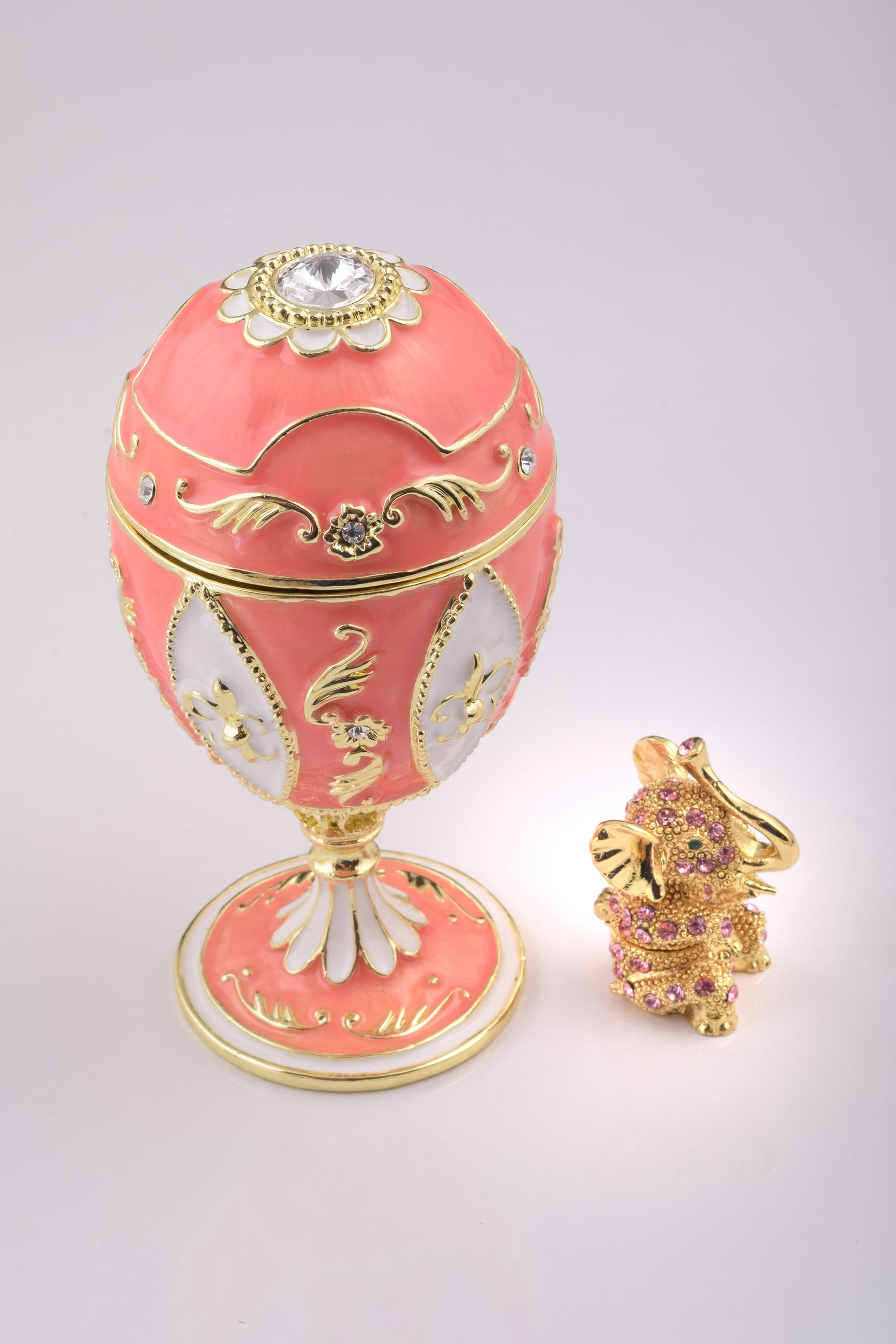 Keren Kopal Pink Faberge Egg with Elephant Inside