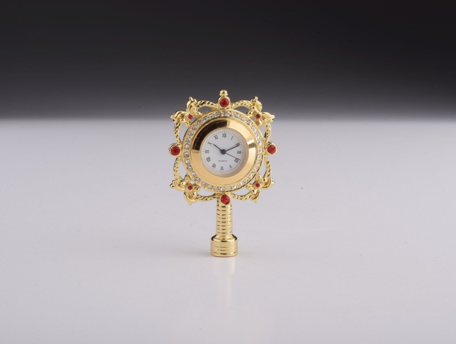 Keren Kopal Red Faberge Egg with Clock Inside