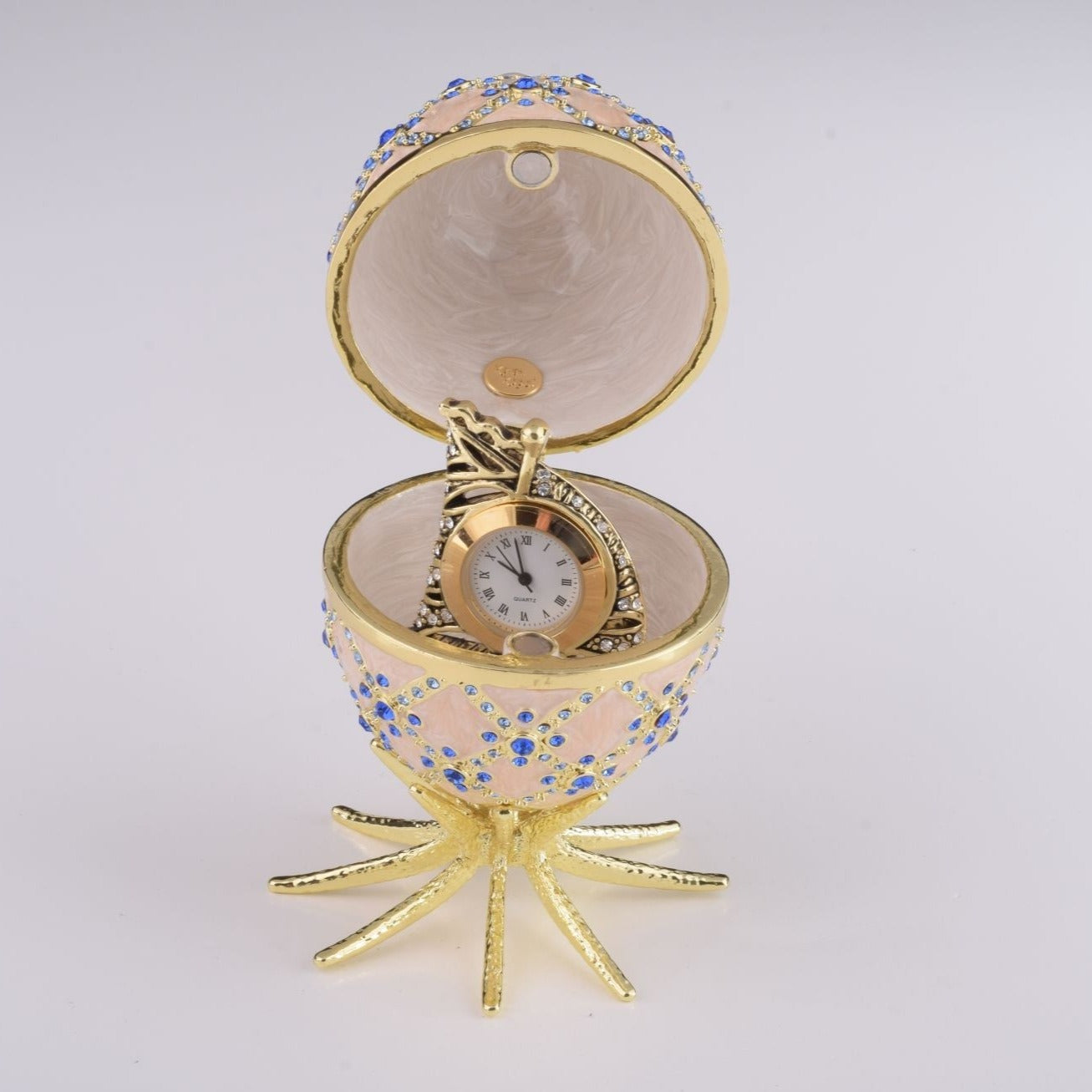 Keren Kopal Pink Faberge Egg with Clock Inside