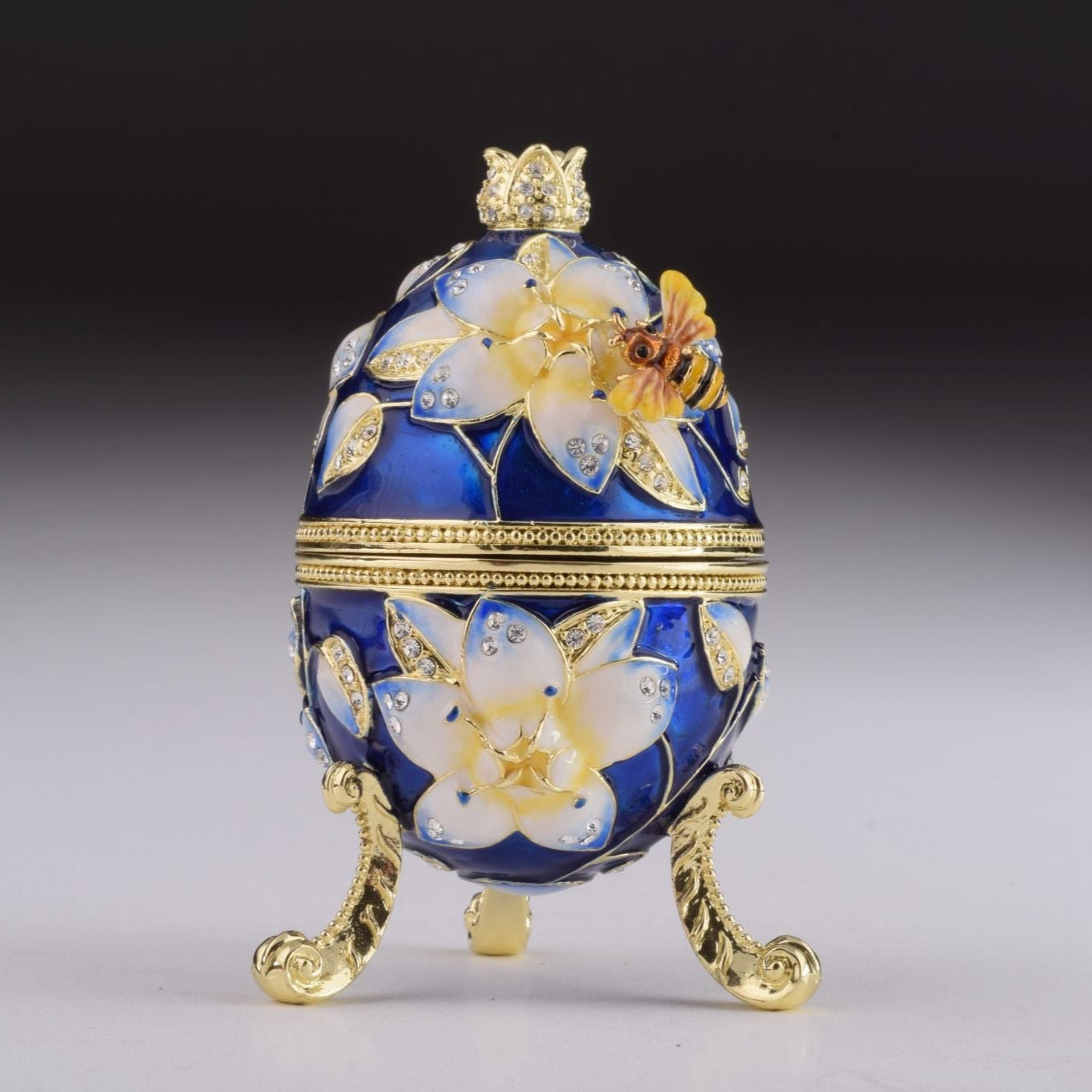 Keren Kopal Blue Easter Egg with Bee & Flowers