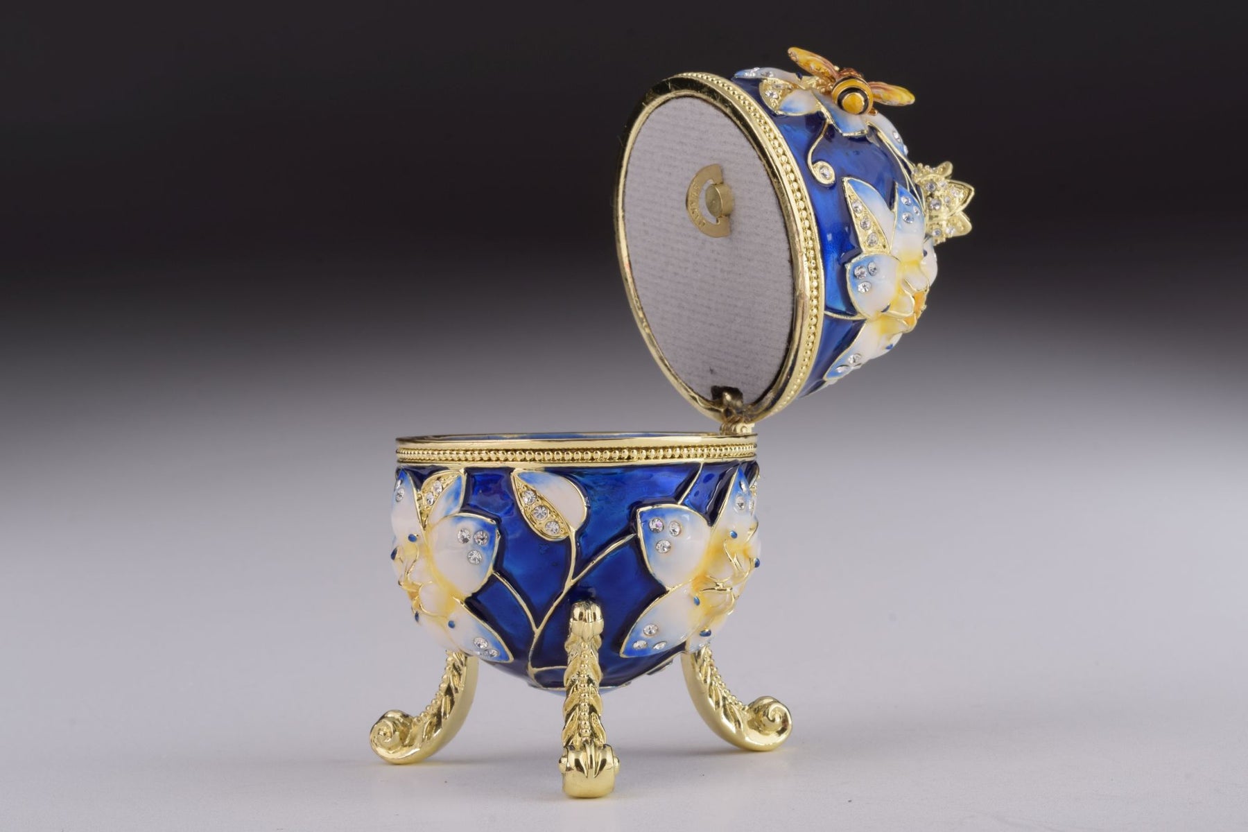 Keren Kopal Blue Easter Egg with Bee & Flowers