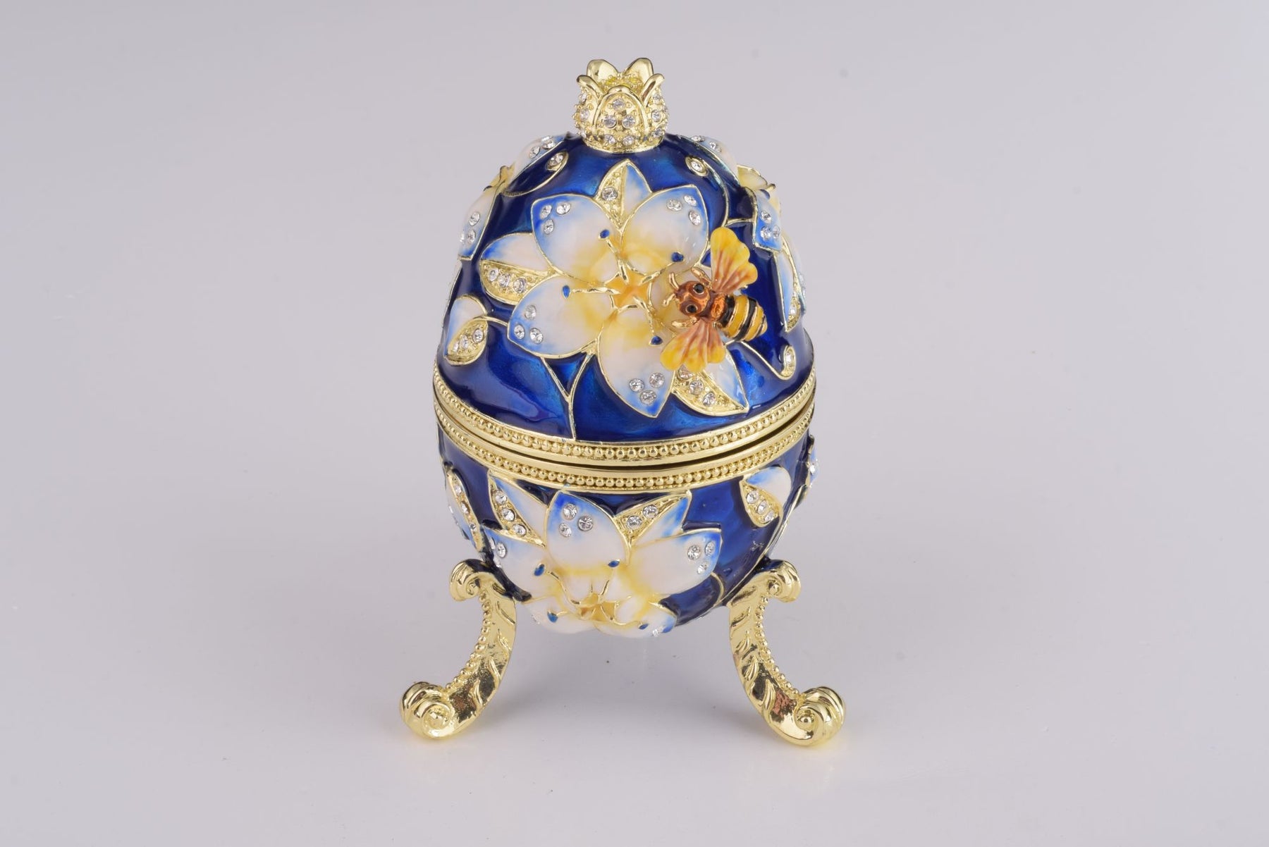 Keren Kopal Blue Easter Egg with Bee & Flowers