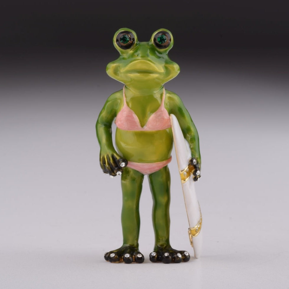 Keren Kopal Frog Holding a Surfboard