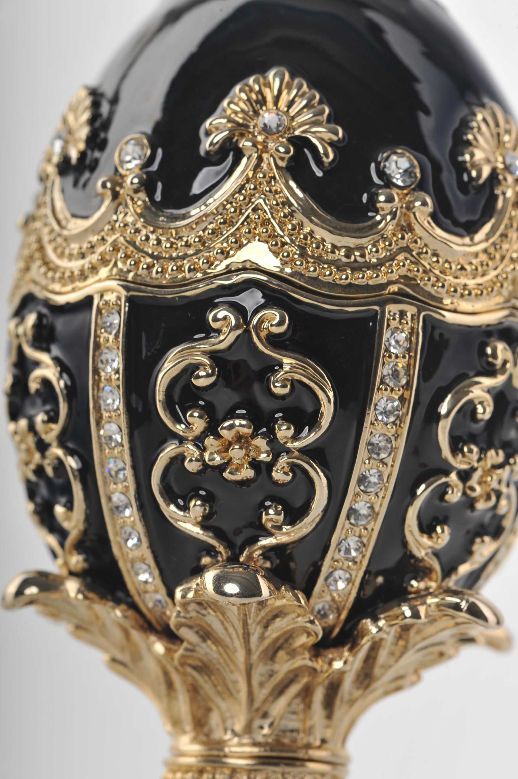 Keren Kopal Black Faberge Egg with a Chicken Inside
