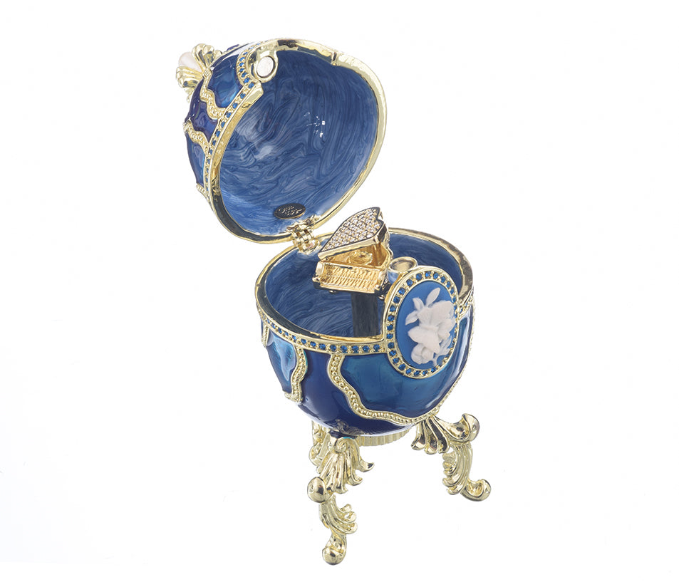 Keren Kopal Blue Faberge Egg with Piano Inside