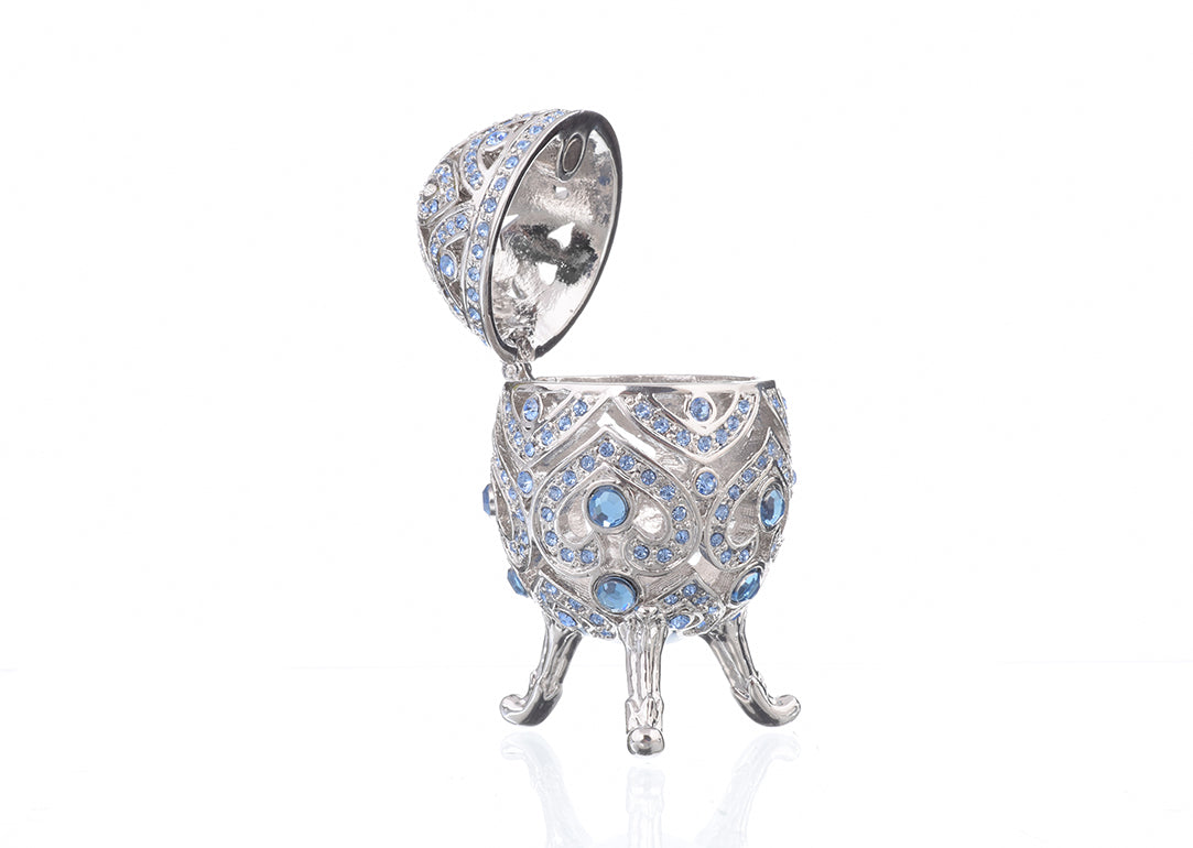 Keren Kopal Silver Faberge Egg with Blue Crystals