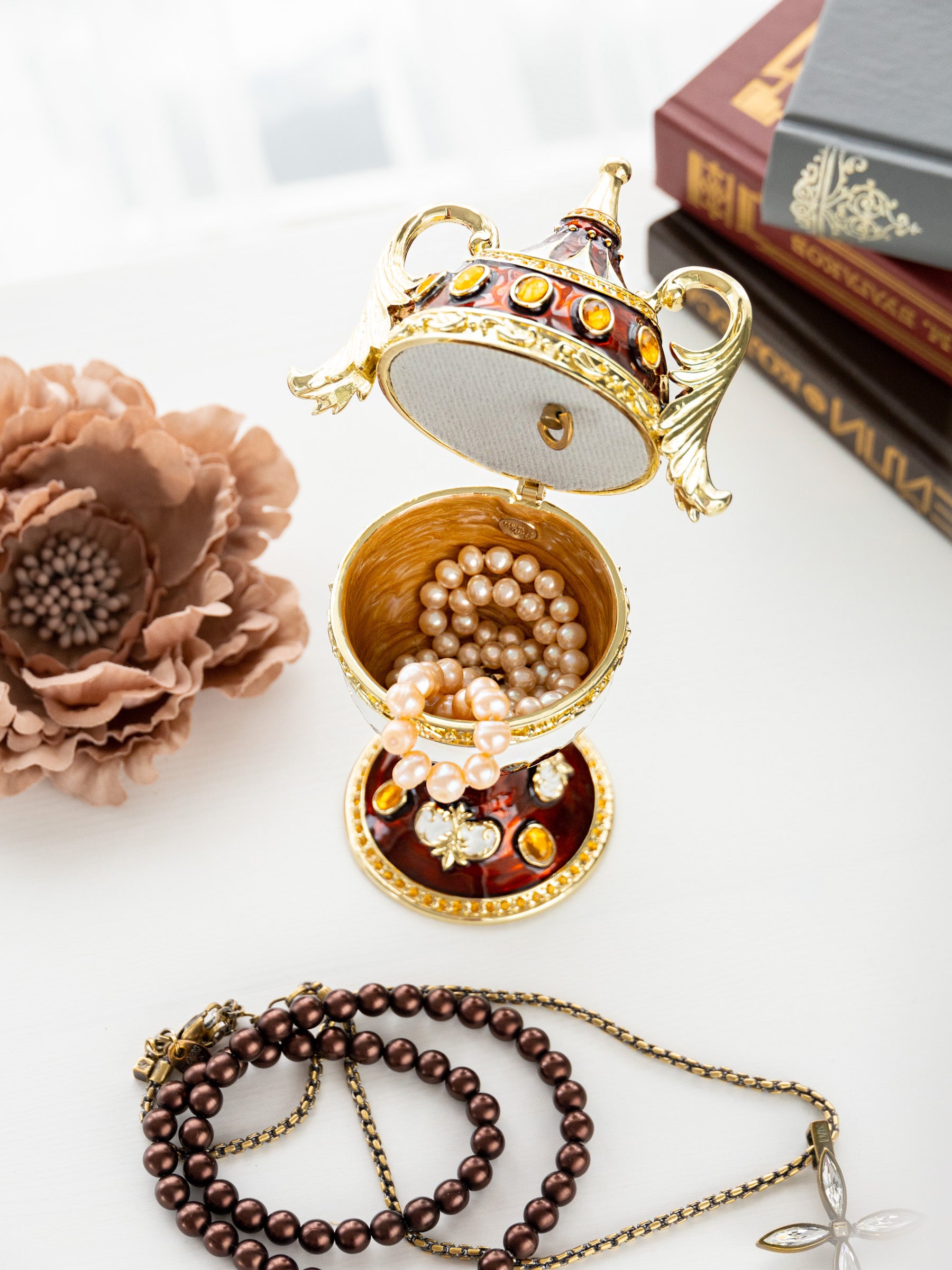 Keren Kopal Brown Music Playing Faberge Egg with Wings