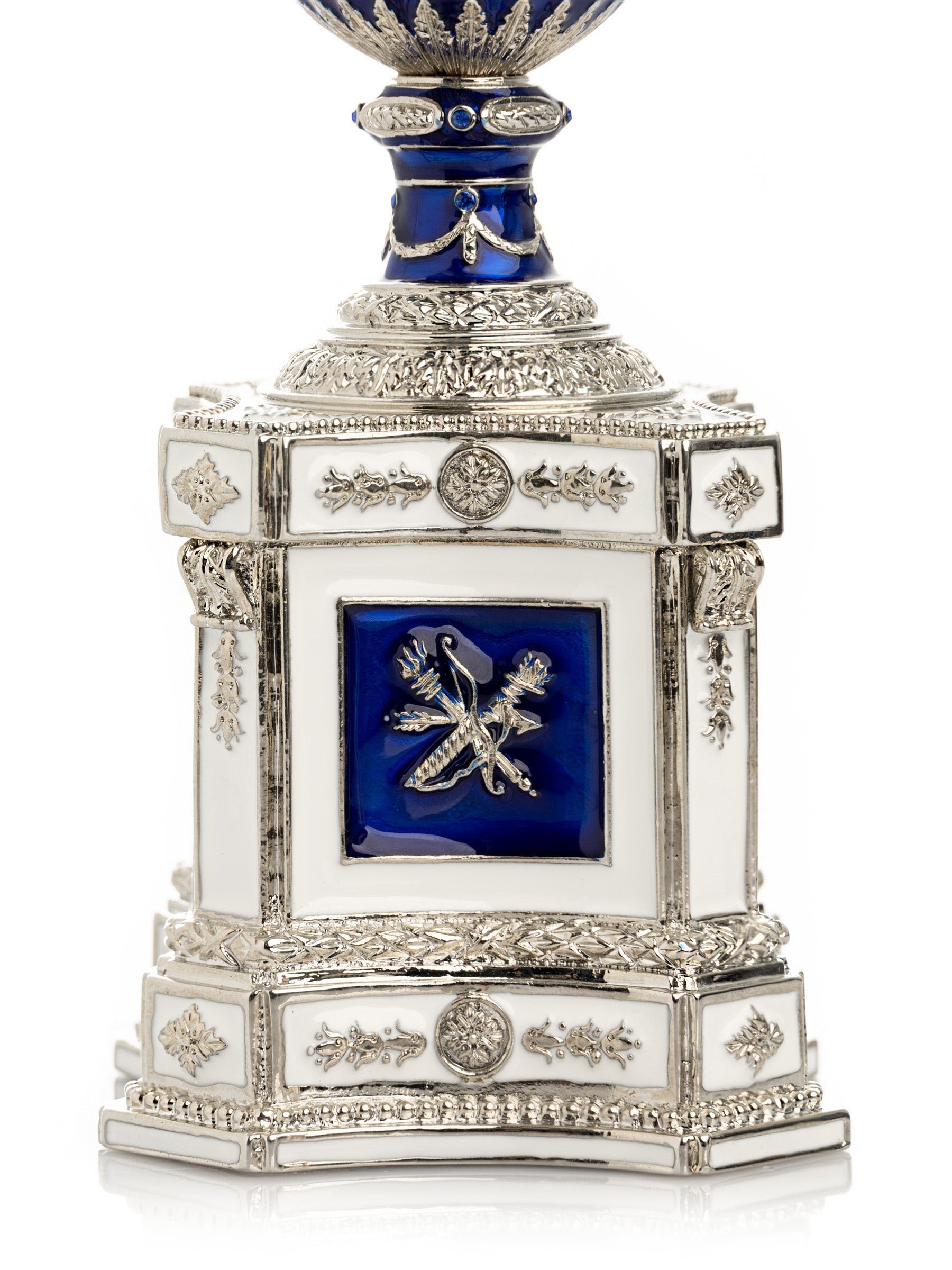 Keren Kopal Blue Faberge Egg with a Pearl and a Clock