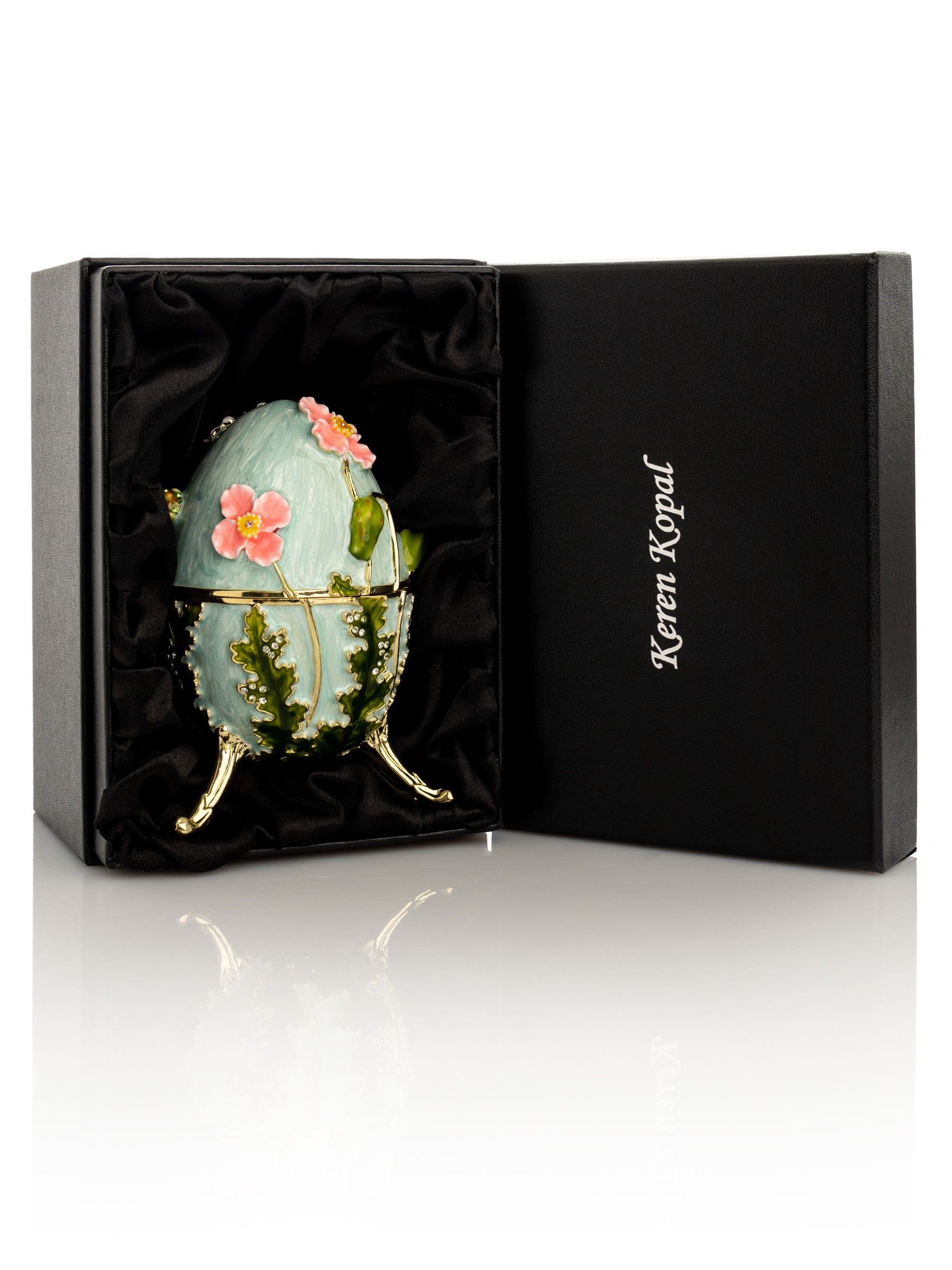 Keren Kopal Turquoise Faberge Egg with Flowers